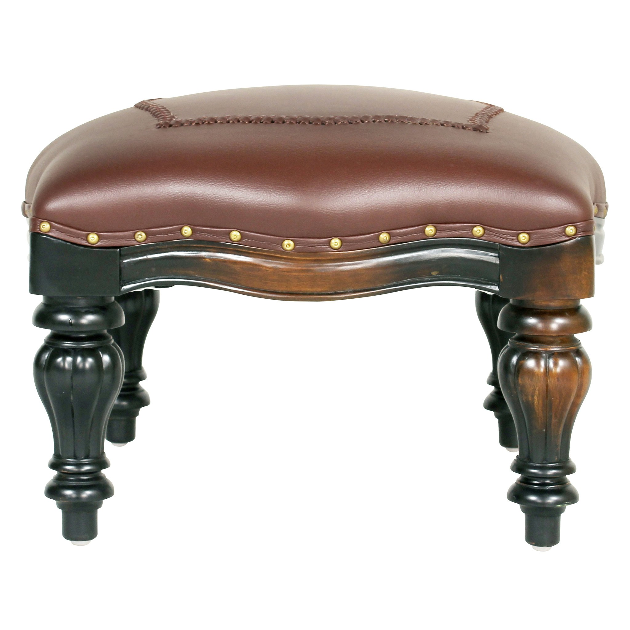 Toscano - Victorian Rococo Ottoman in Faux Leather