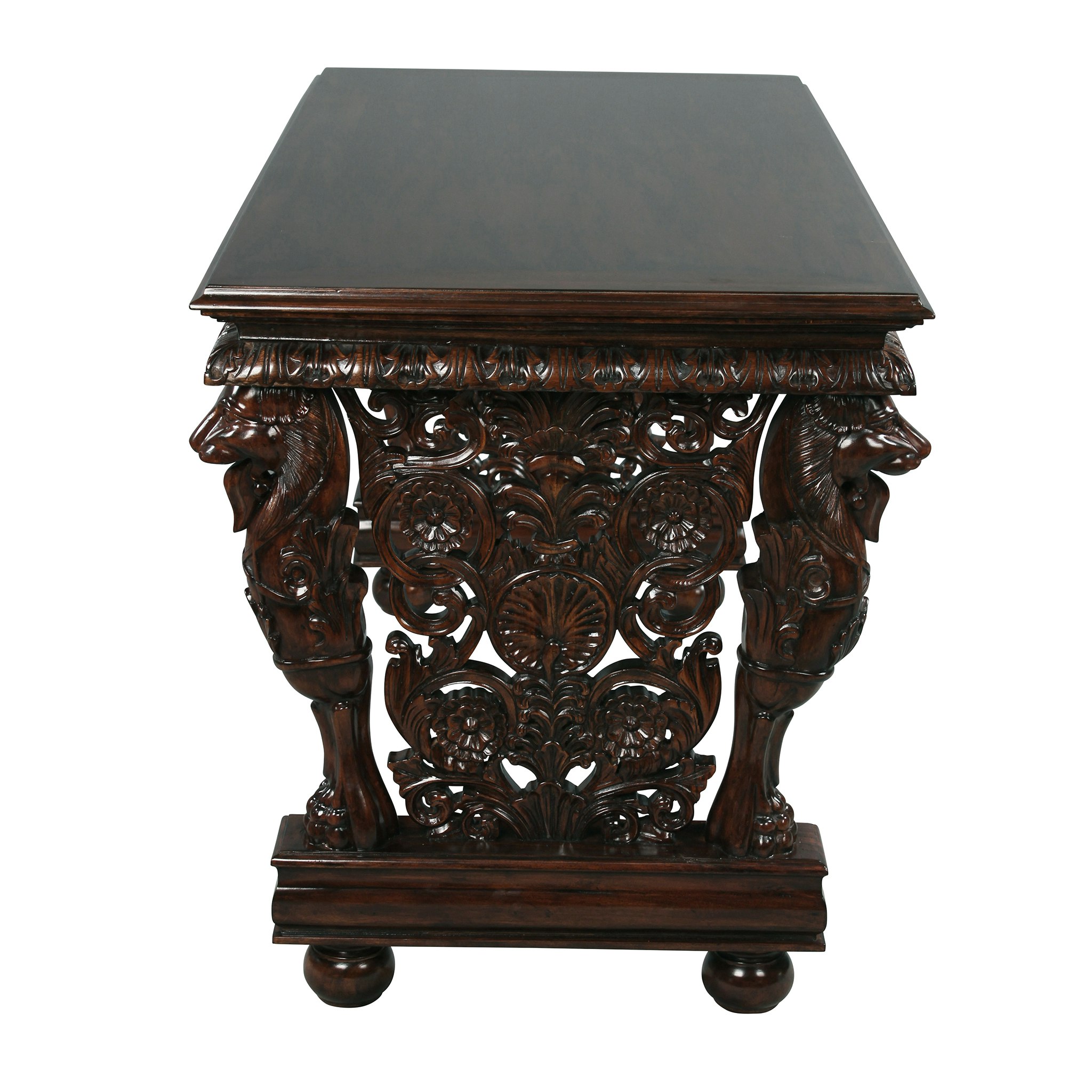 Toscano - Effingham Gryphon Library Table in Cherry, Mahogany