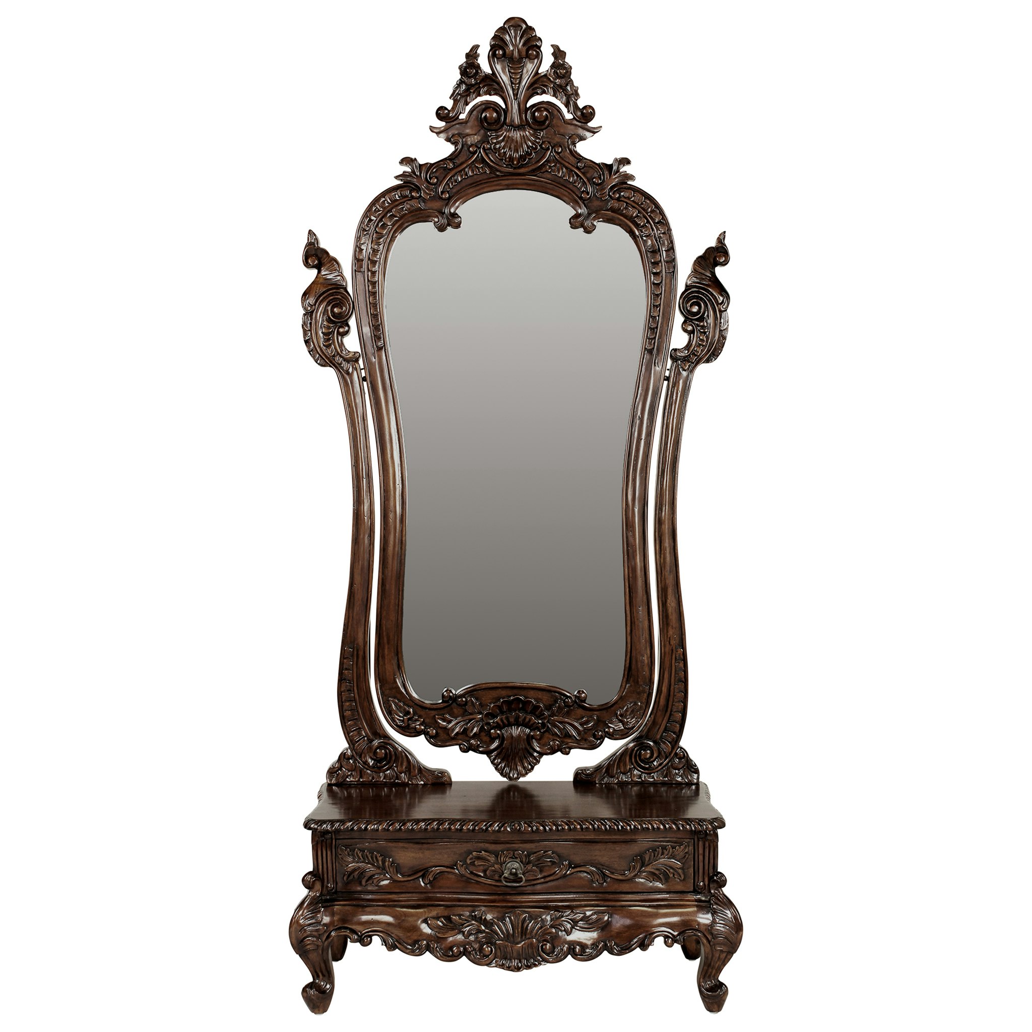 Toscano - Thornwood Manor Victorian Dressing Mirror in Cherry, Mahogany