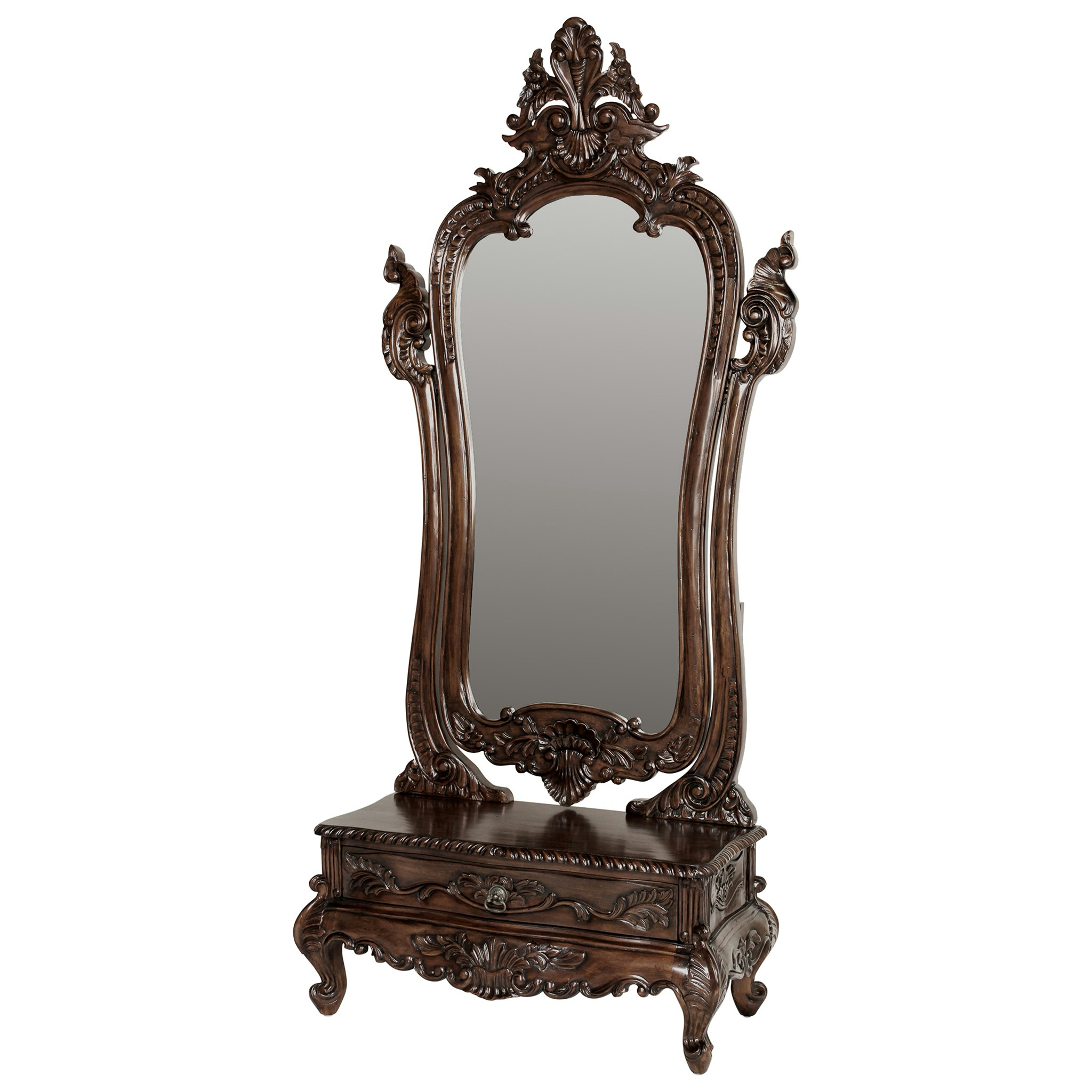 Toscano - Thornwood Manor Victorian Dressing Mirror in Cherry, Mahogany