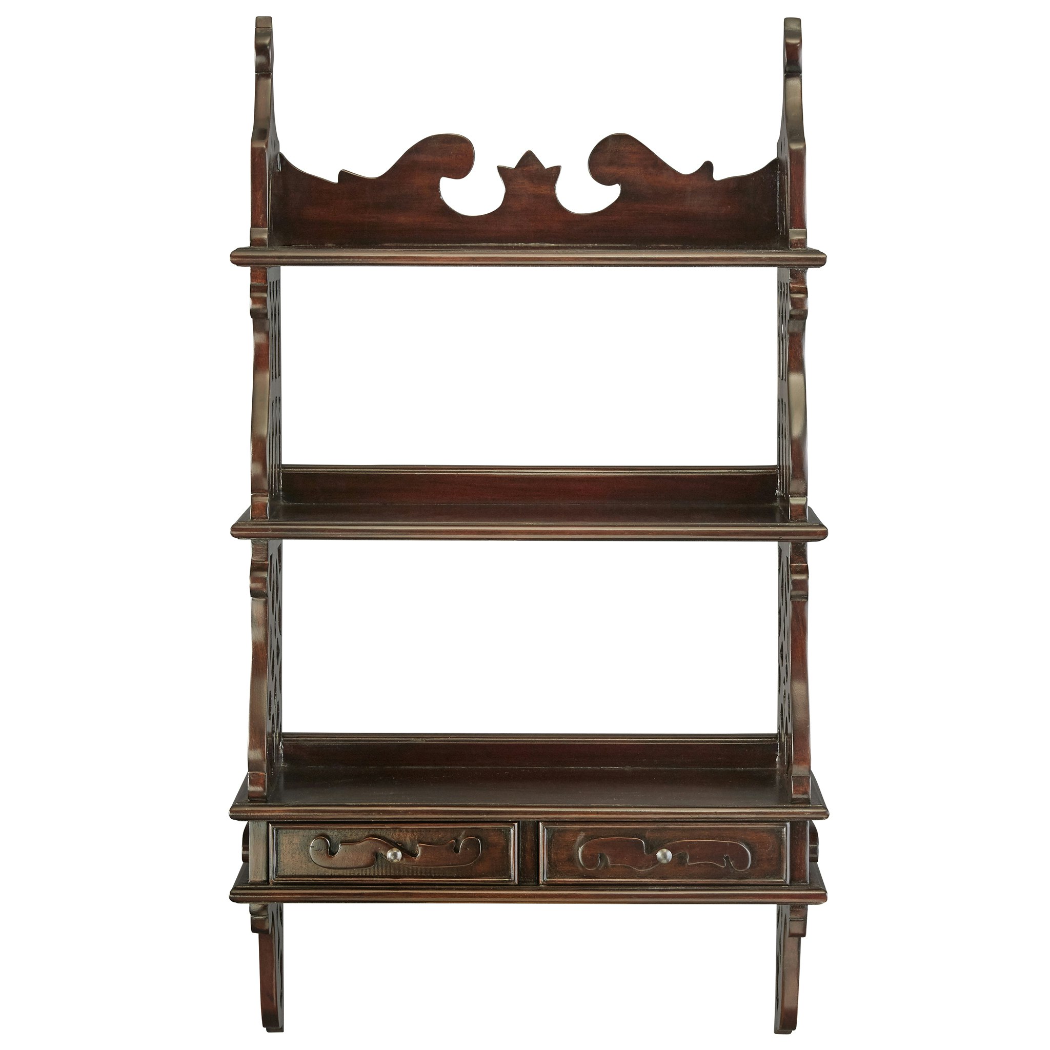 Toscano - Chinese Chippendale-Style Curio Shelves in Walnut, Mahogany