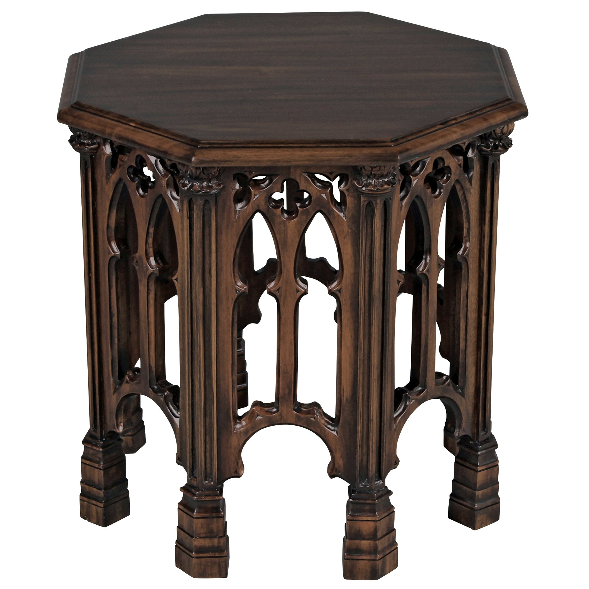 Toscano - Gothic Revival Octagonal Side Table in Mahogany