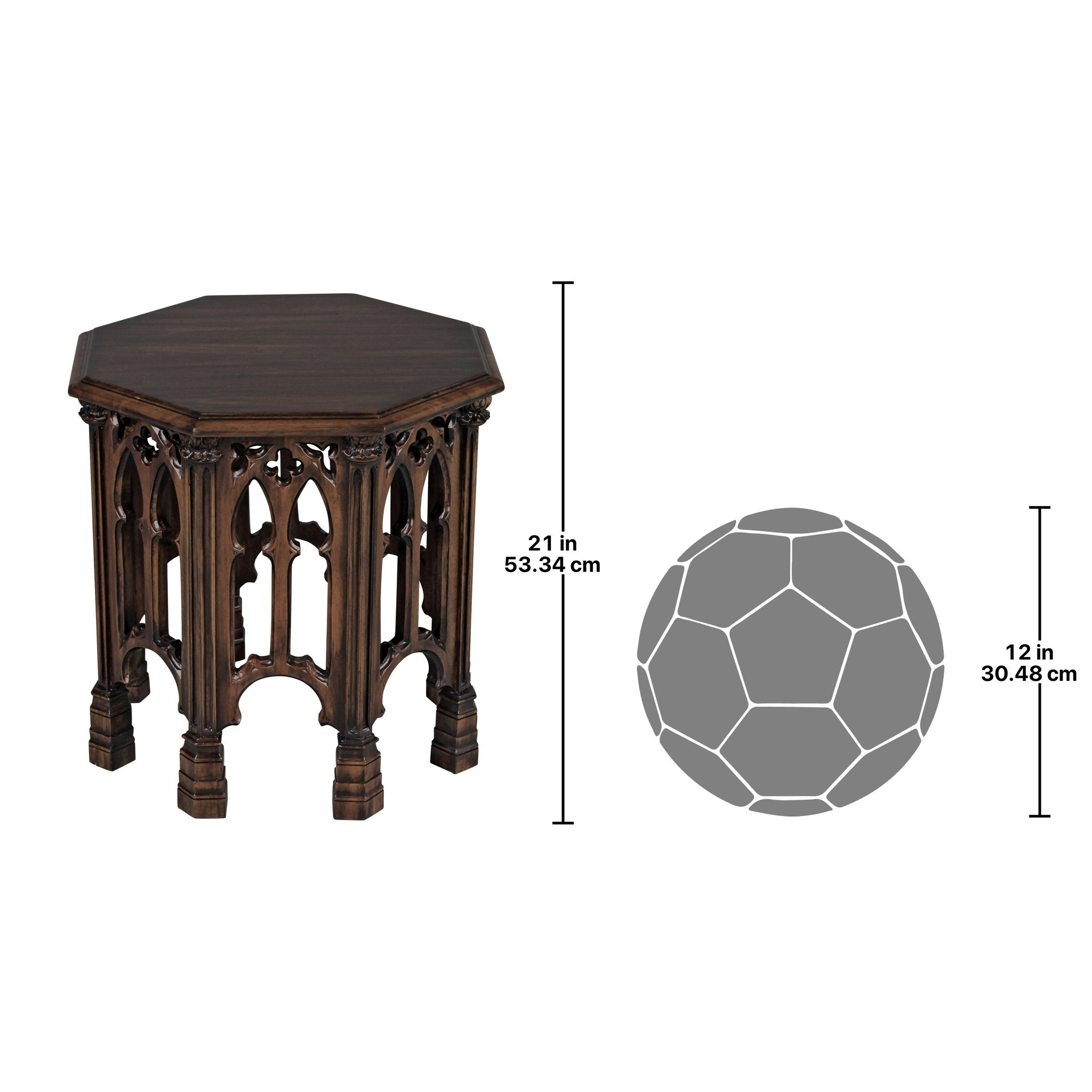 Toscano - Gothic Revival Octagonal Side Table in Mahogany