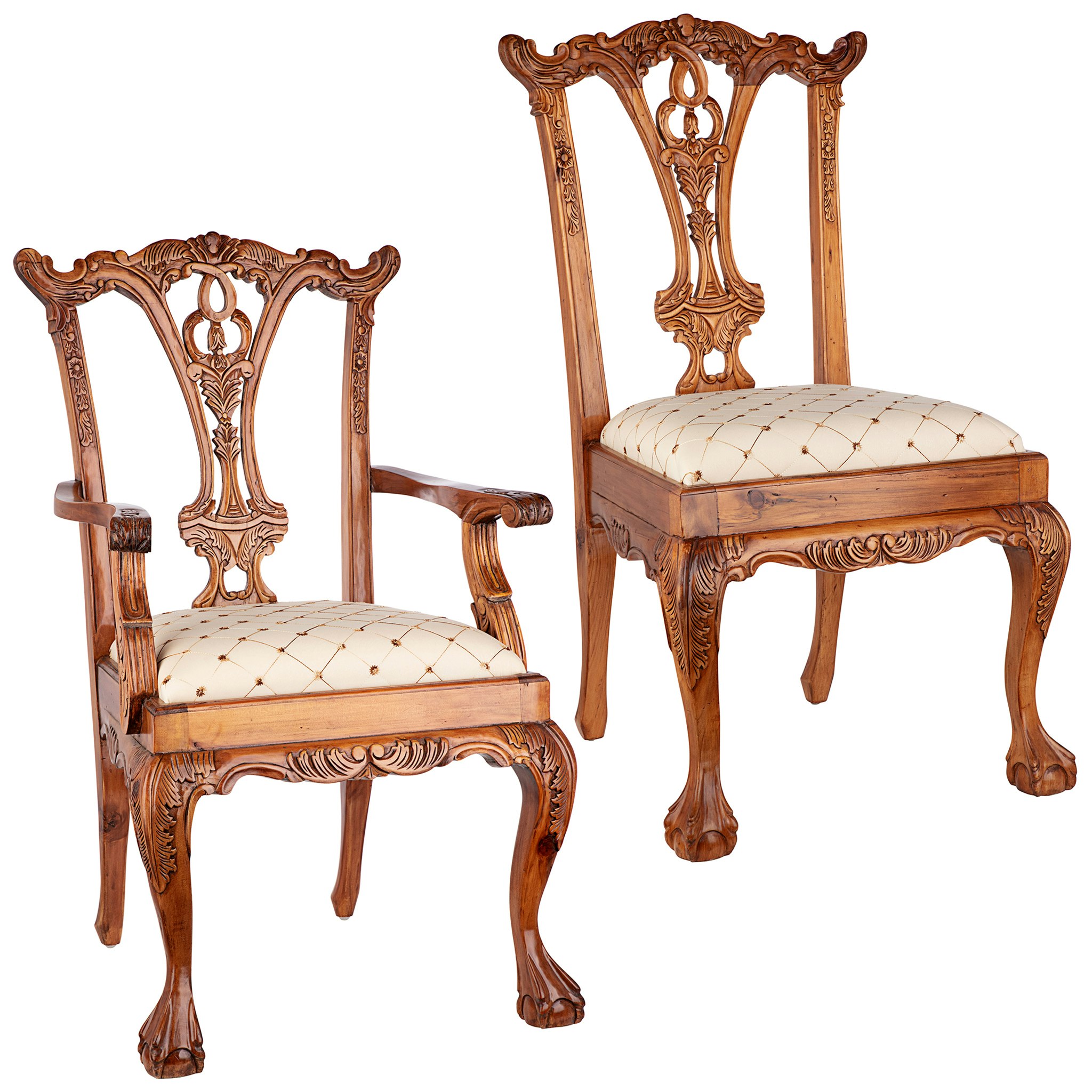 Toscano - Set of 6 English Chippendale Chairs in Pine, Wood