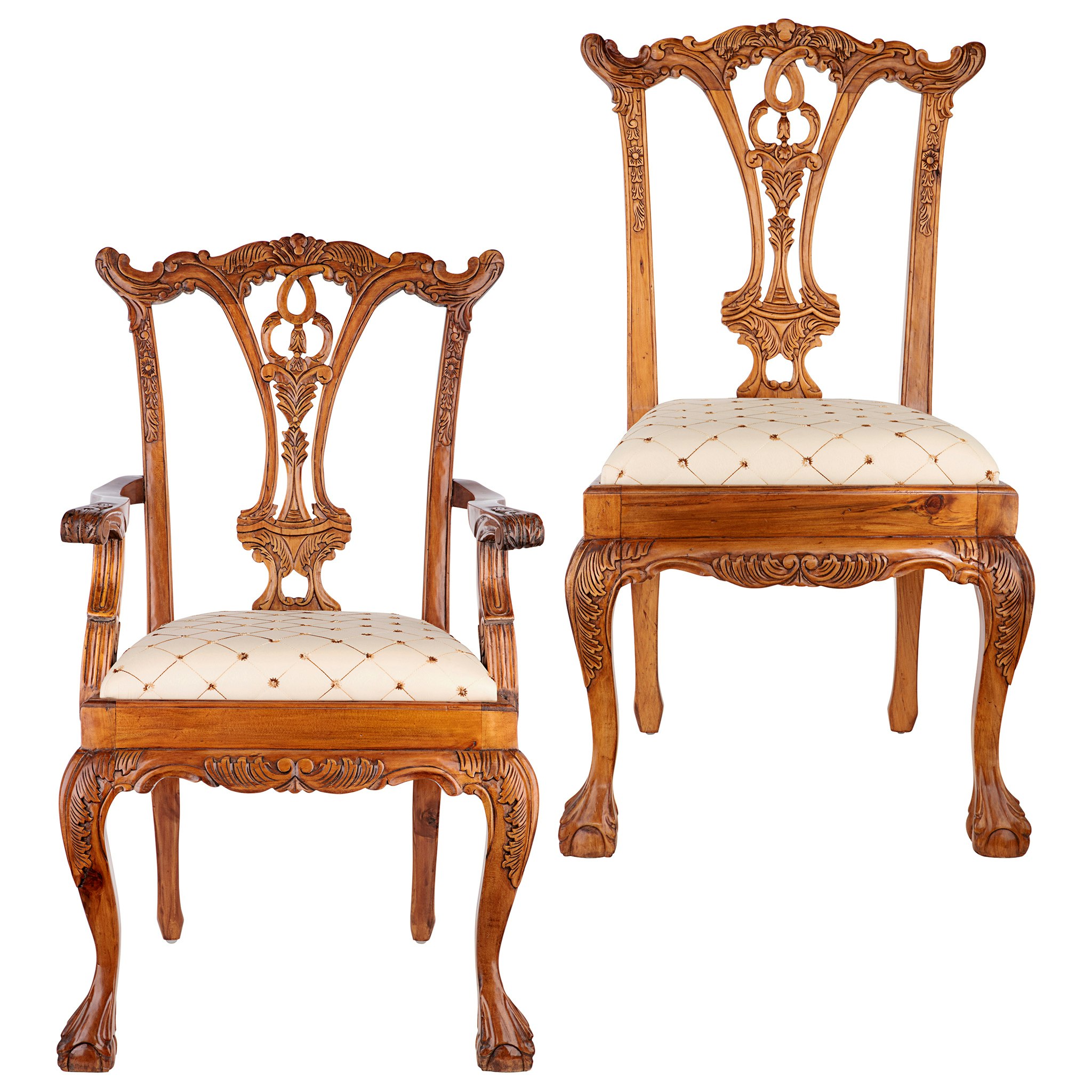 Toscano - Set of 6 English Chippendale Chairs in Pine, Wood