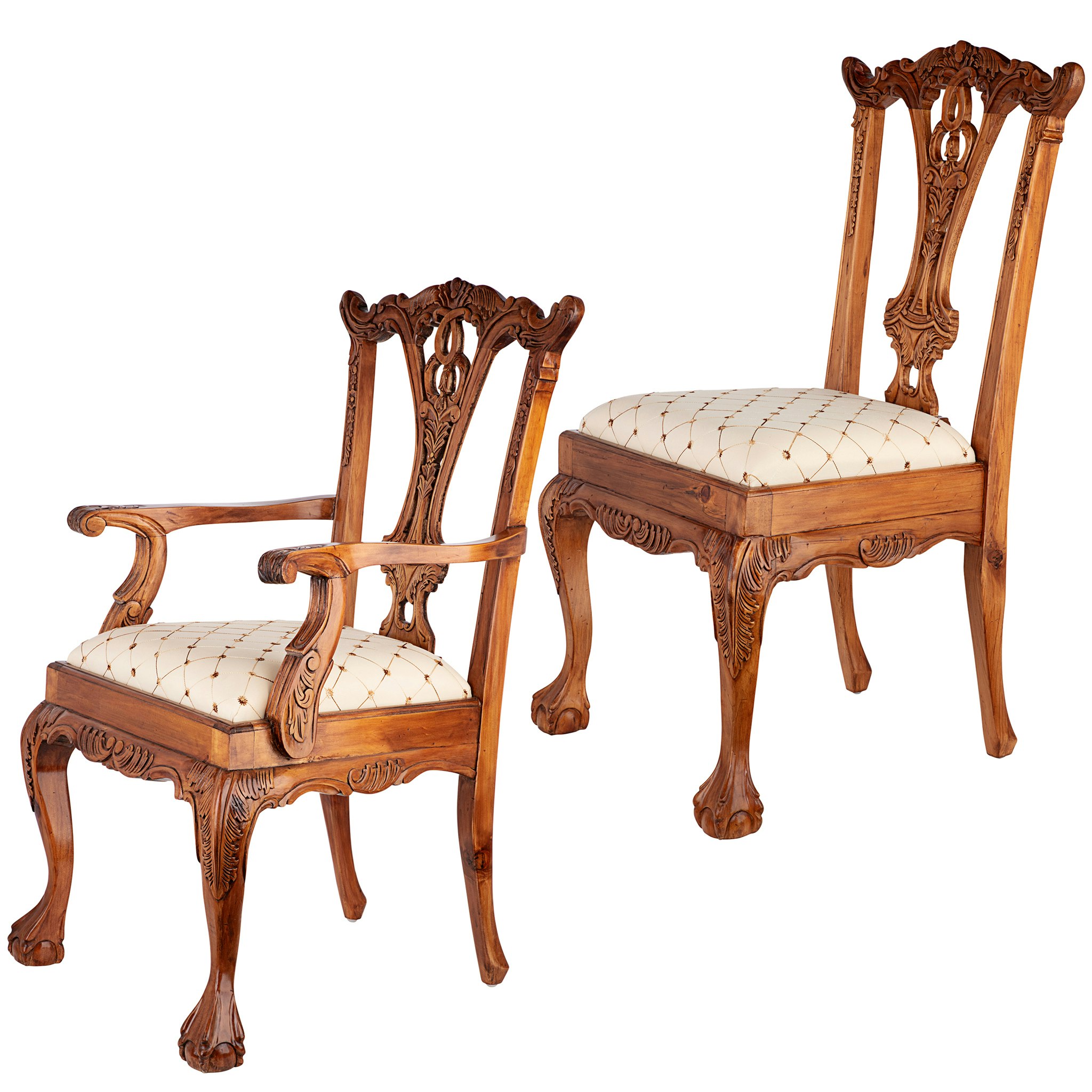 Toscano - Set of 6 English Chippendale Chairs in Pine, Wood