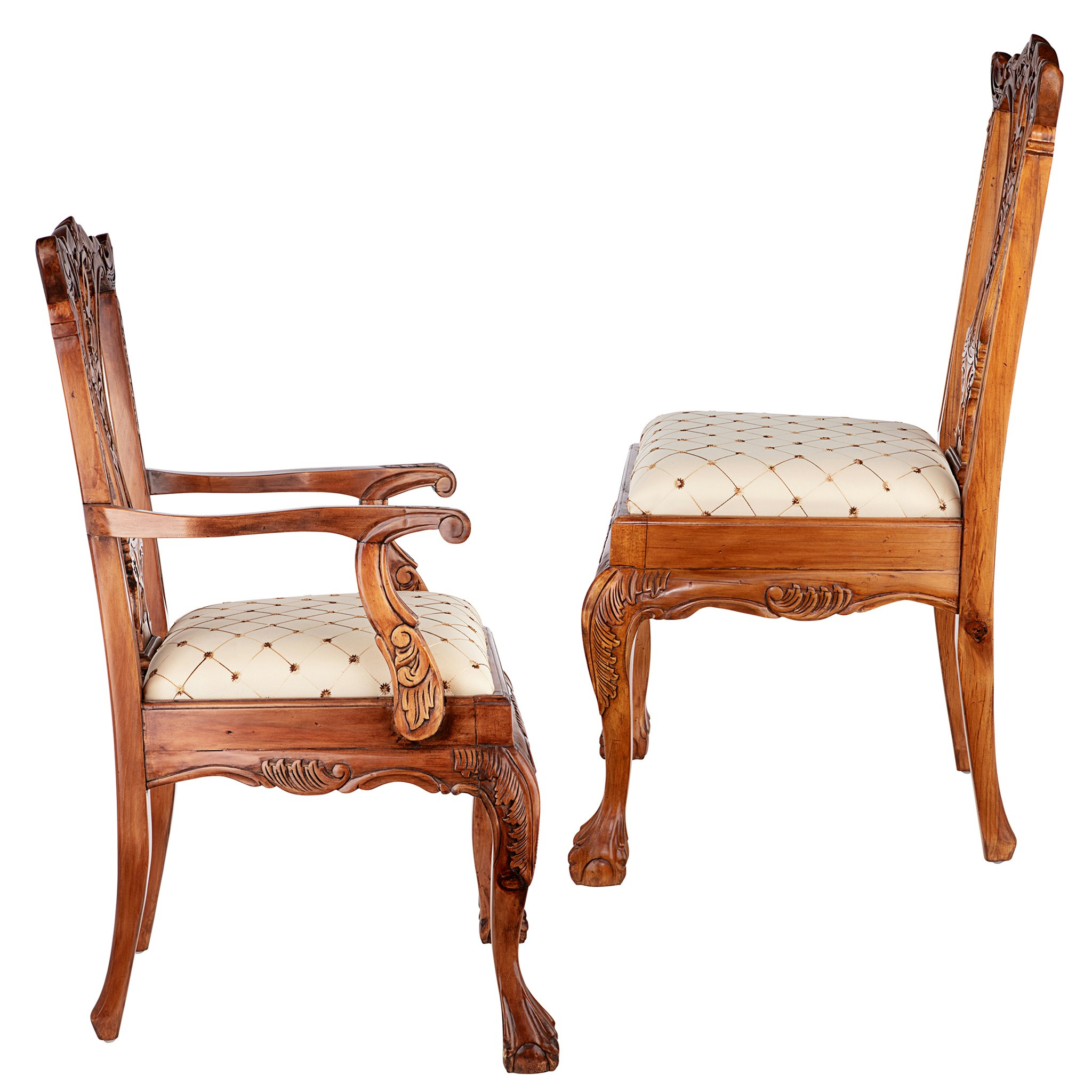 Toscano - Set of 6 English Chippendale Chairs in Pine, Wood