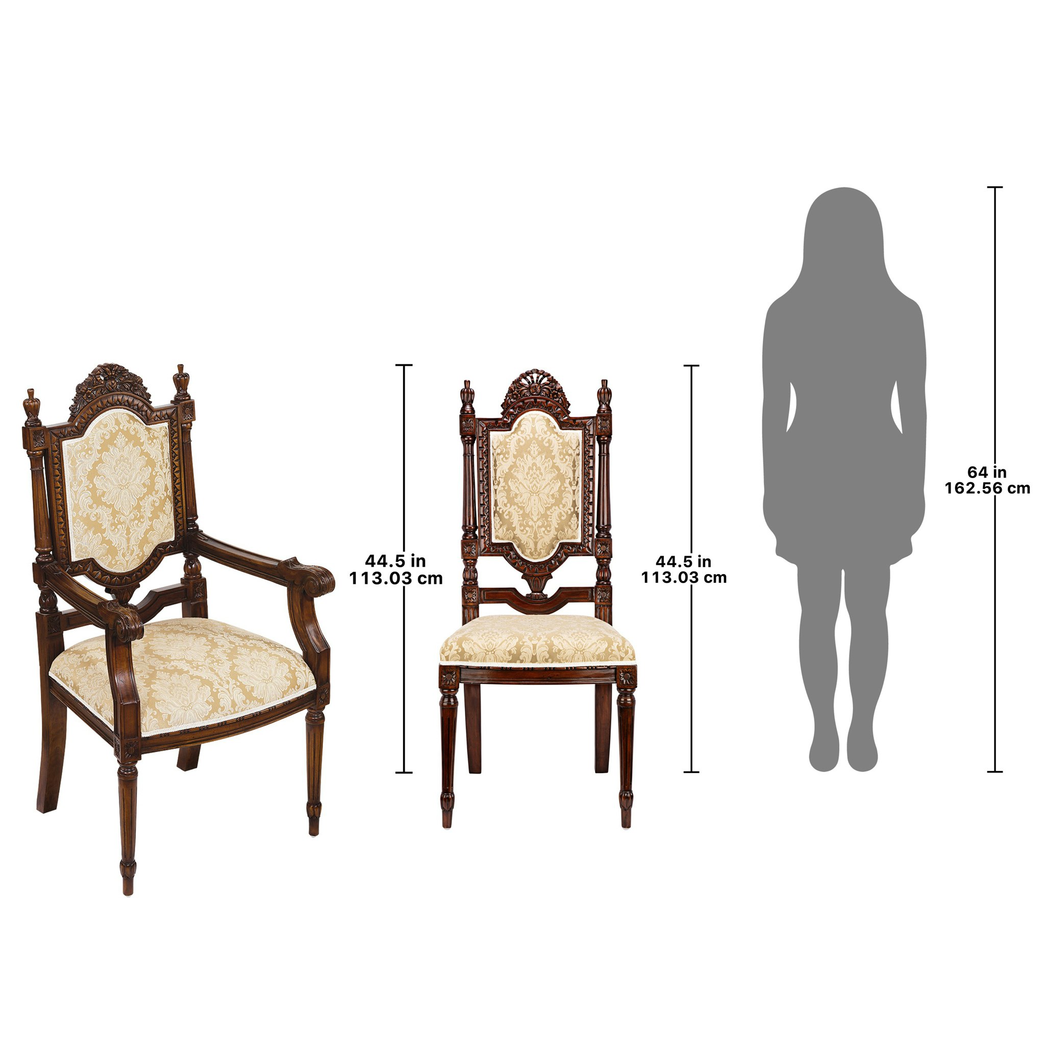 Toscano - Set of 6 Salon des Rosiers Dining Chairs in Walnut, Mahogany