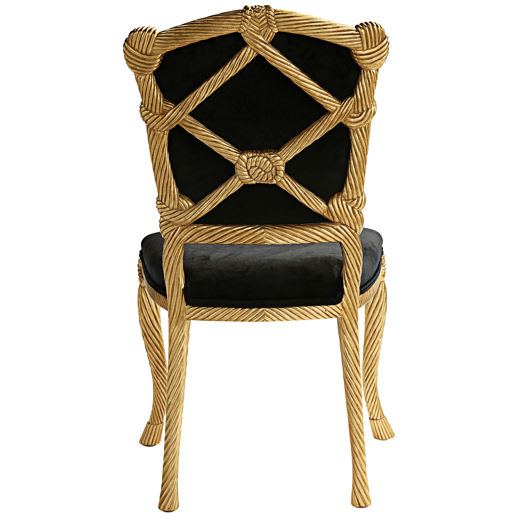 Toscano™ Set of 2 Chateau de Compiegne Rope and Tassel Chairs - Ebony/Gold, Velvet/Mahogany