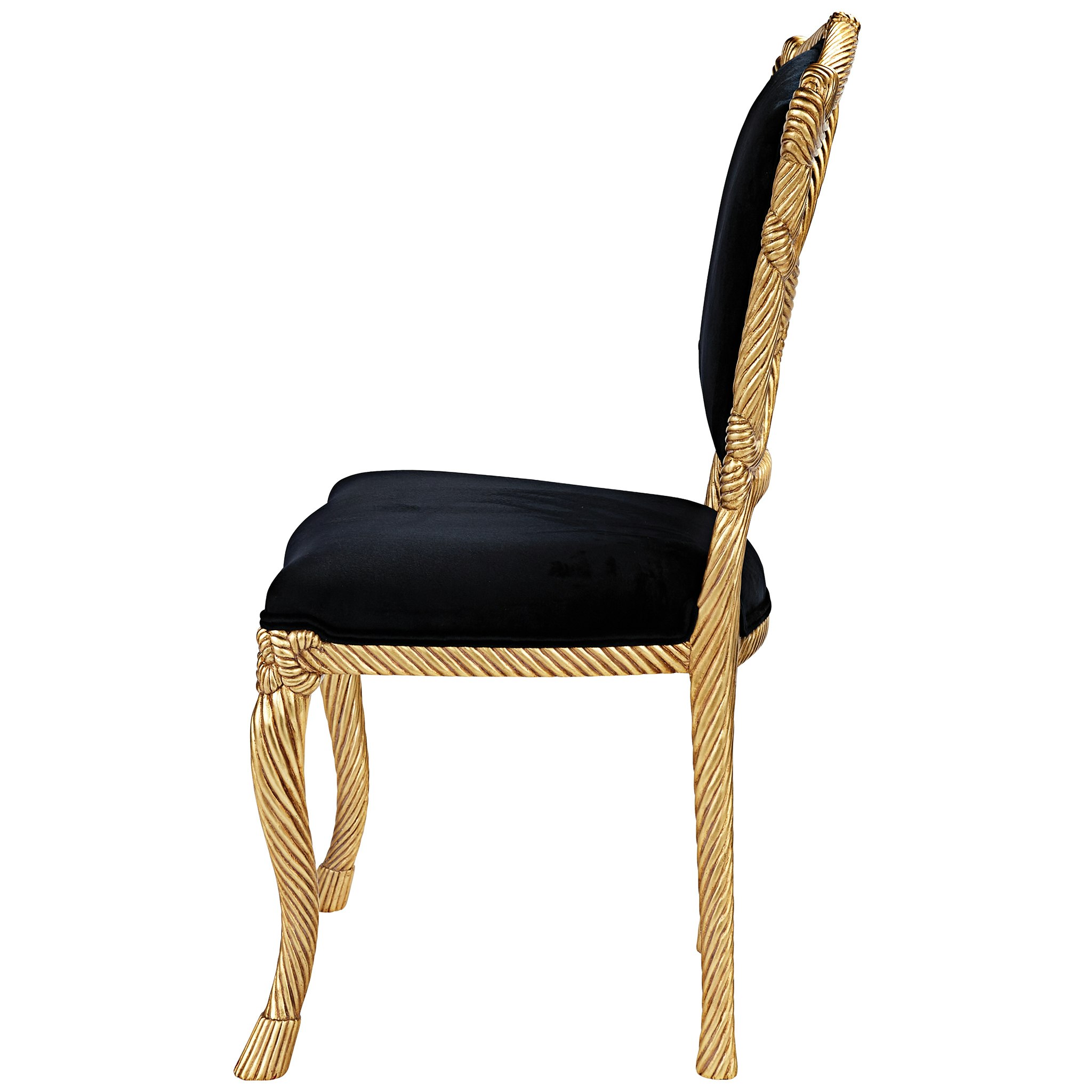 Toscano™ Set of 2 Chateau de Compiegne Rope and Tassel Chairs - Ebony/Gold, Velvet/Mahogany