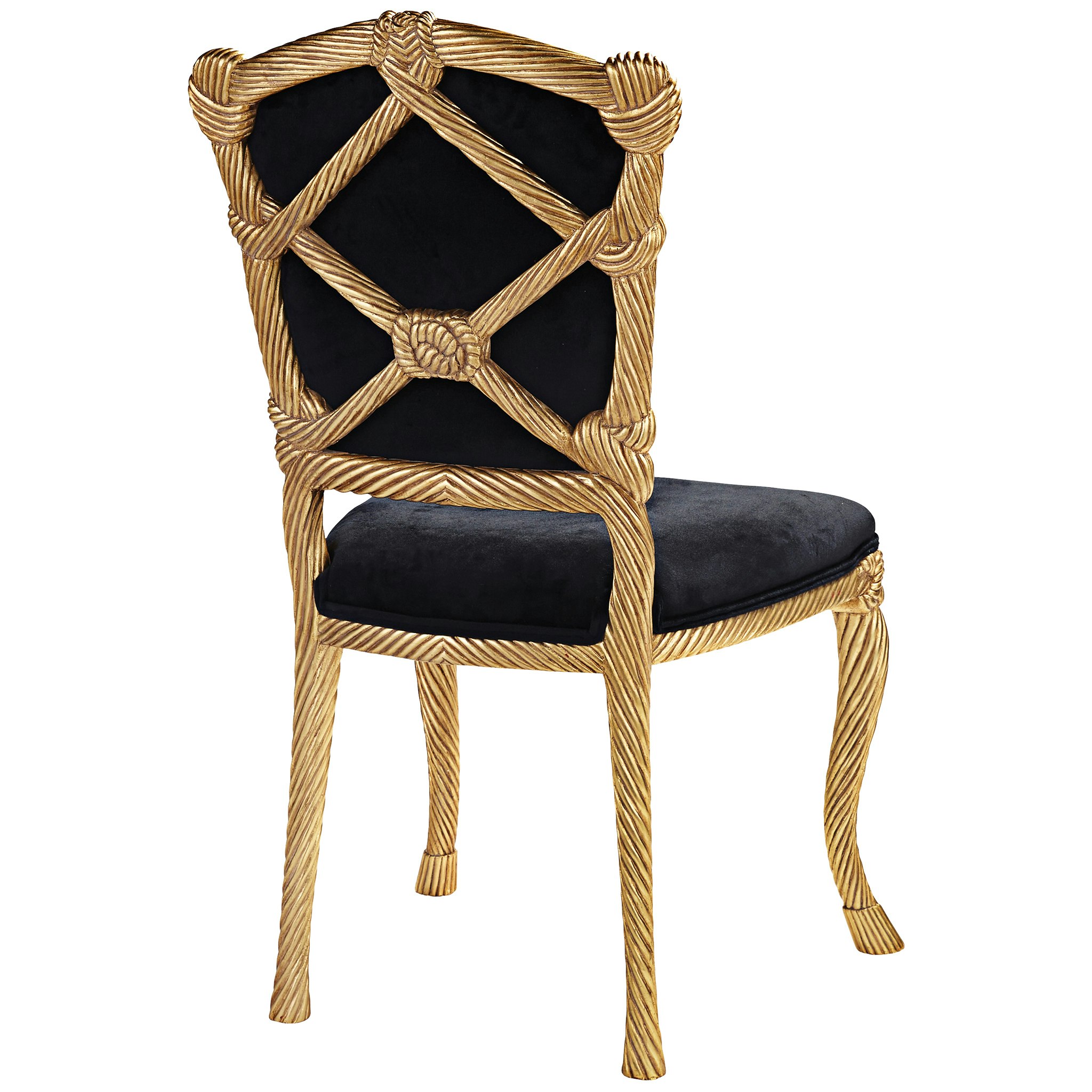 Toscano™ Set of 2 Chateau de Compiegne Rope and Tassel Chairs - Ebony/Gold, Velvet/Mahogany