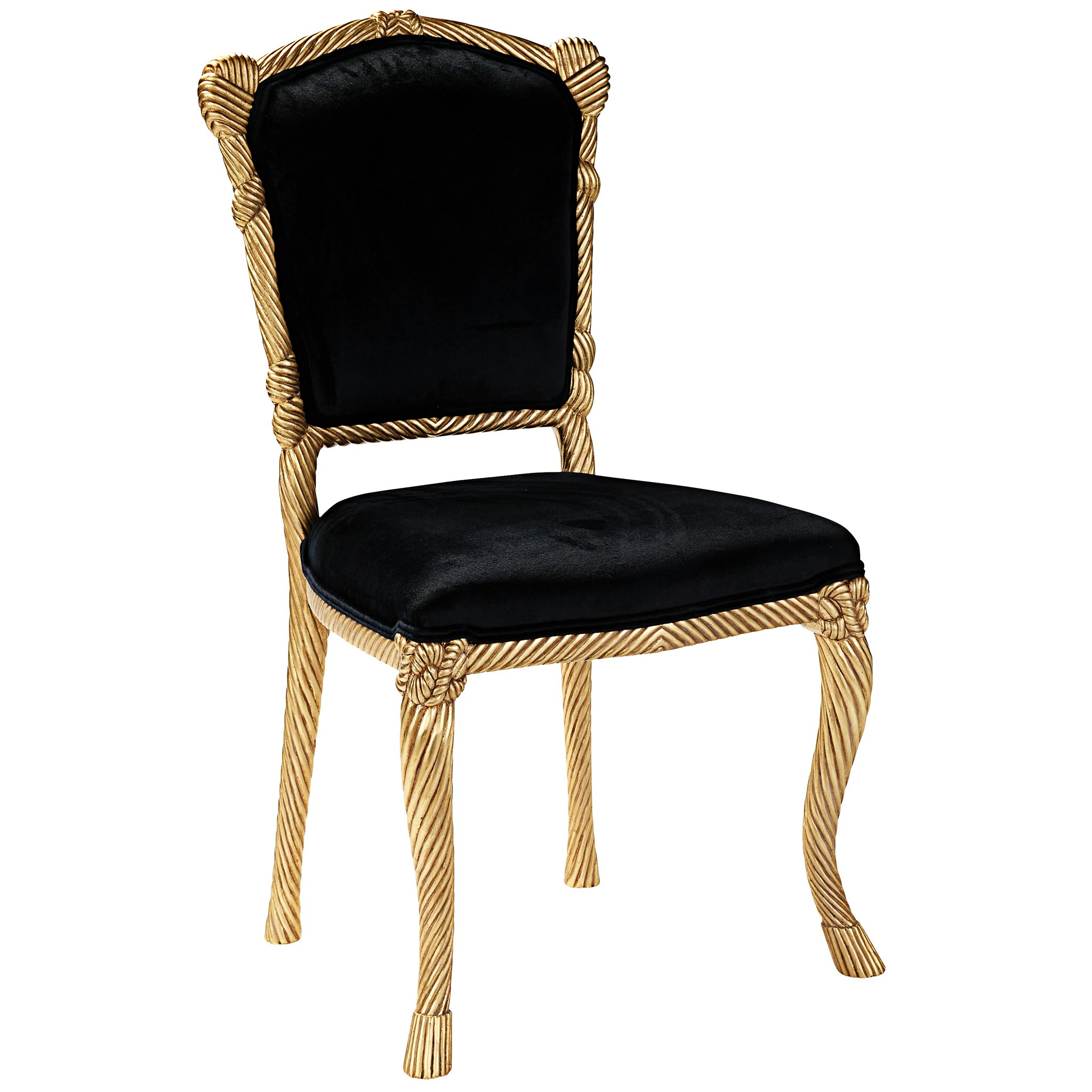 Toscano™ Set of 2 Chateau de Compiegne Rope and Tassel Chairs - Ebony/Gold, Velvet/Mahogany