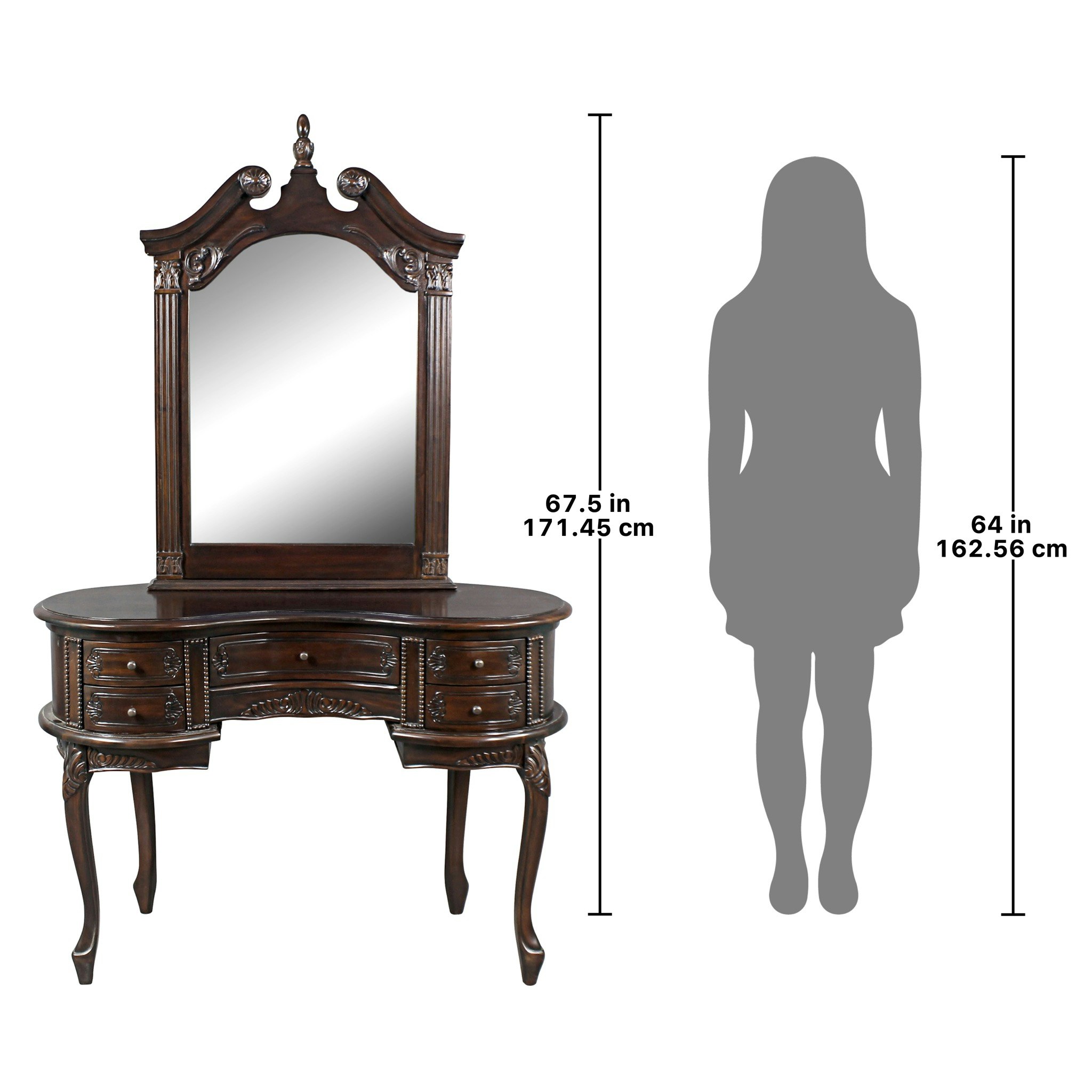 Toscano - The Queen Anne Dressing Table with Mirror in Cherry