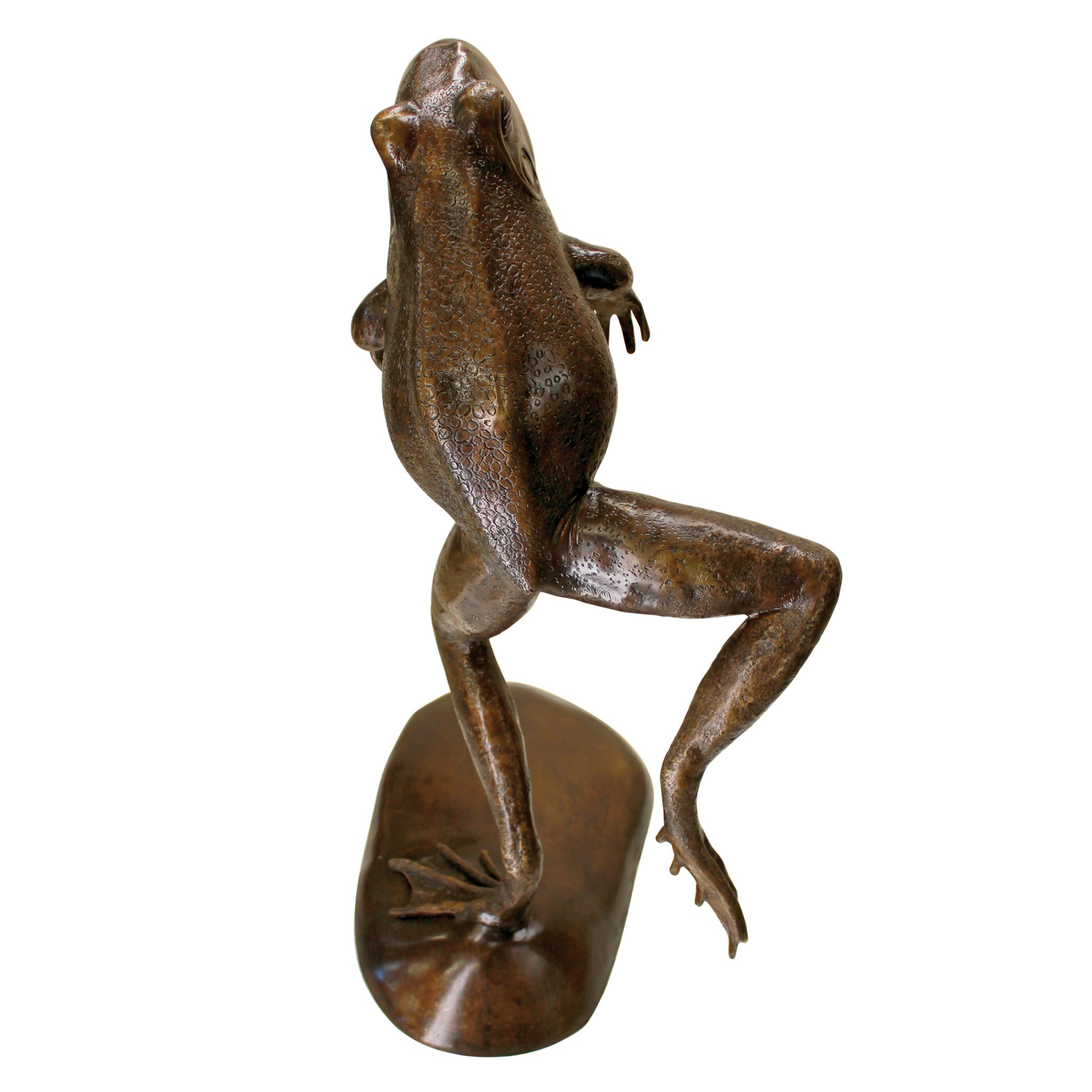 Toscano LeapingSpitting Frog Garden Statue - Brown Sepia