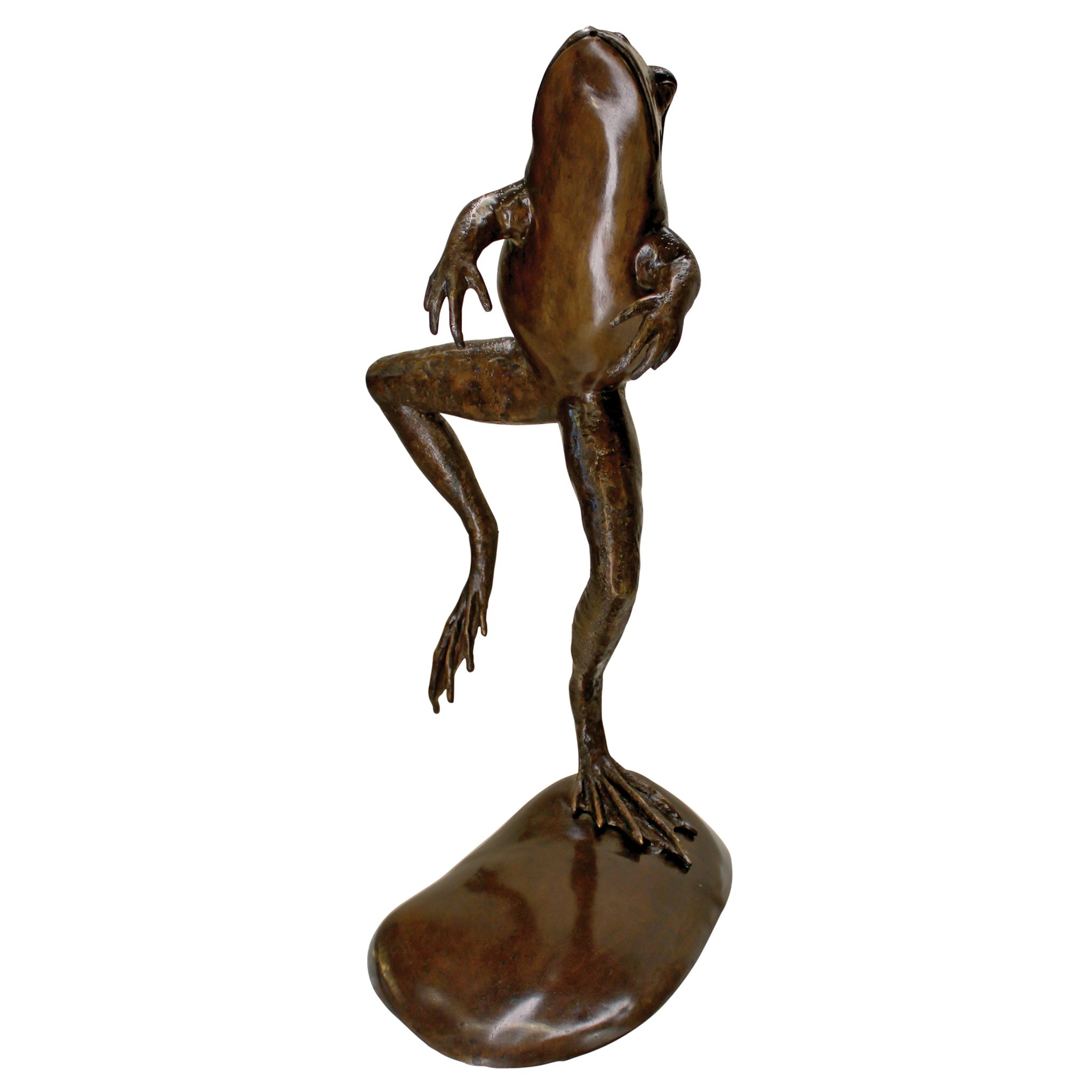 Toscano LeapingSpitting Frog Garden Statue - Brown Sepia