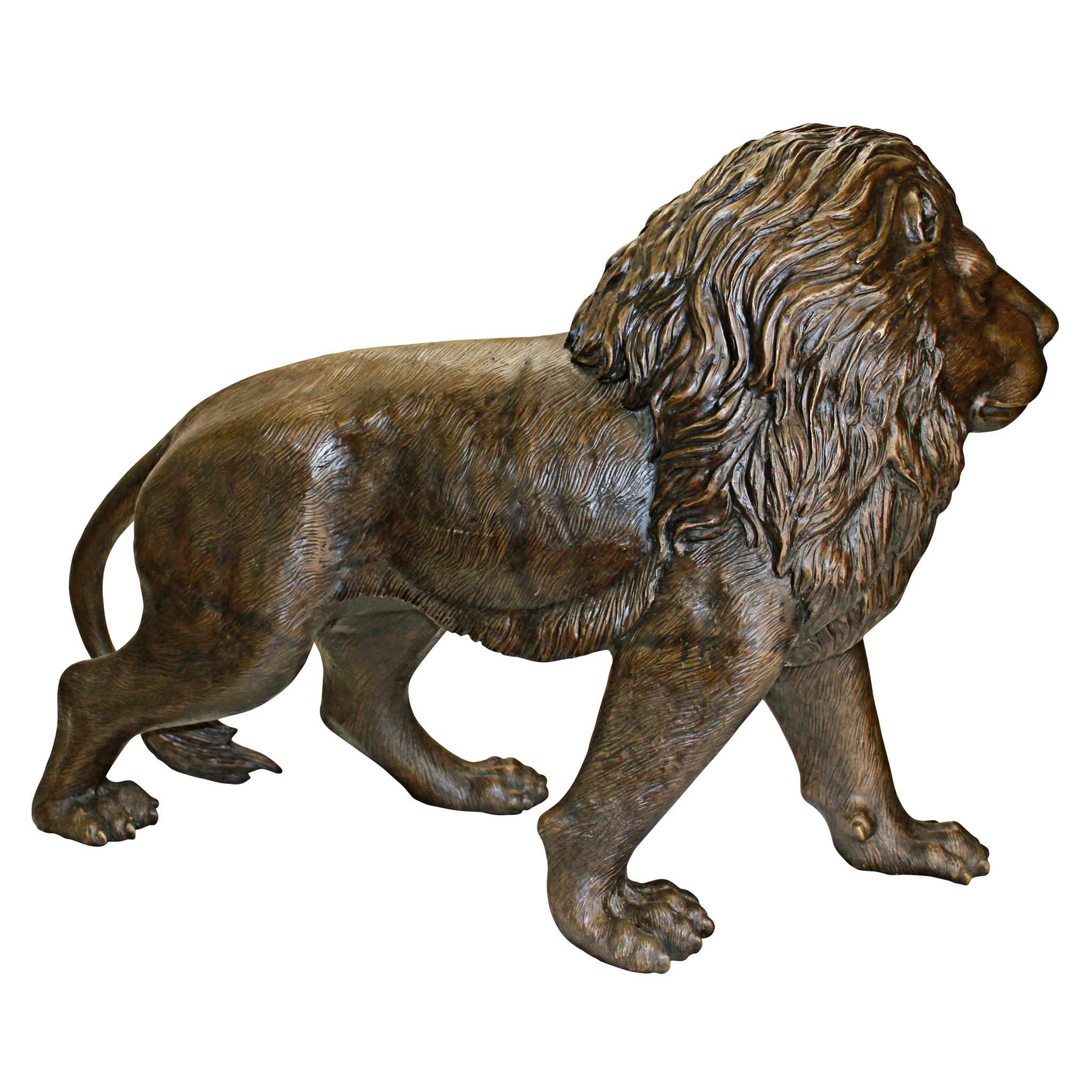 Toscano Guardian Lion Garden Statue - Left Foot Forward