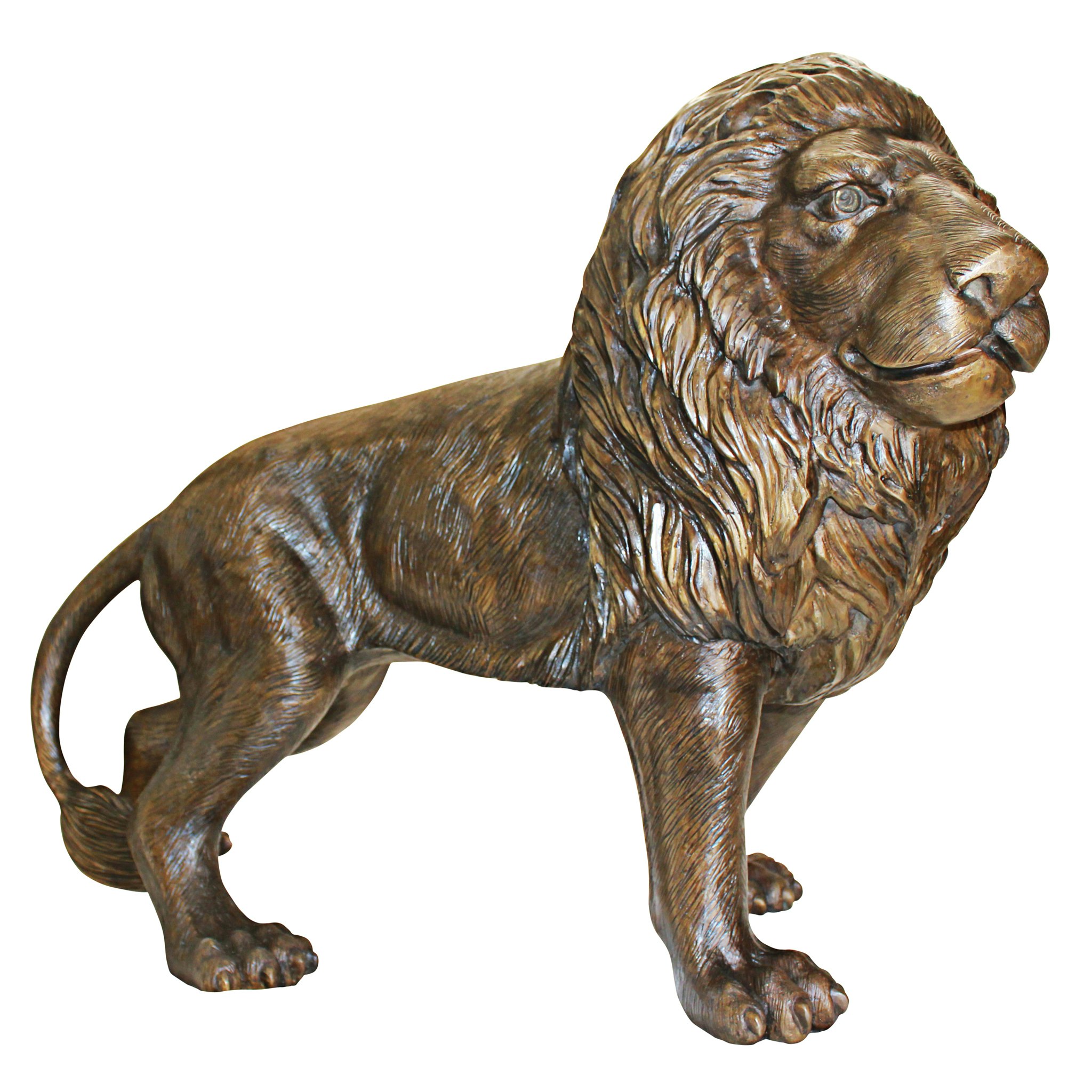 Toscano Guardian Lion Garden Statue - Right Foot Forward