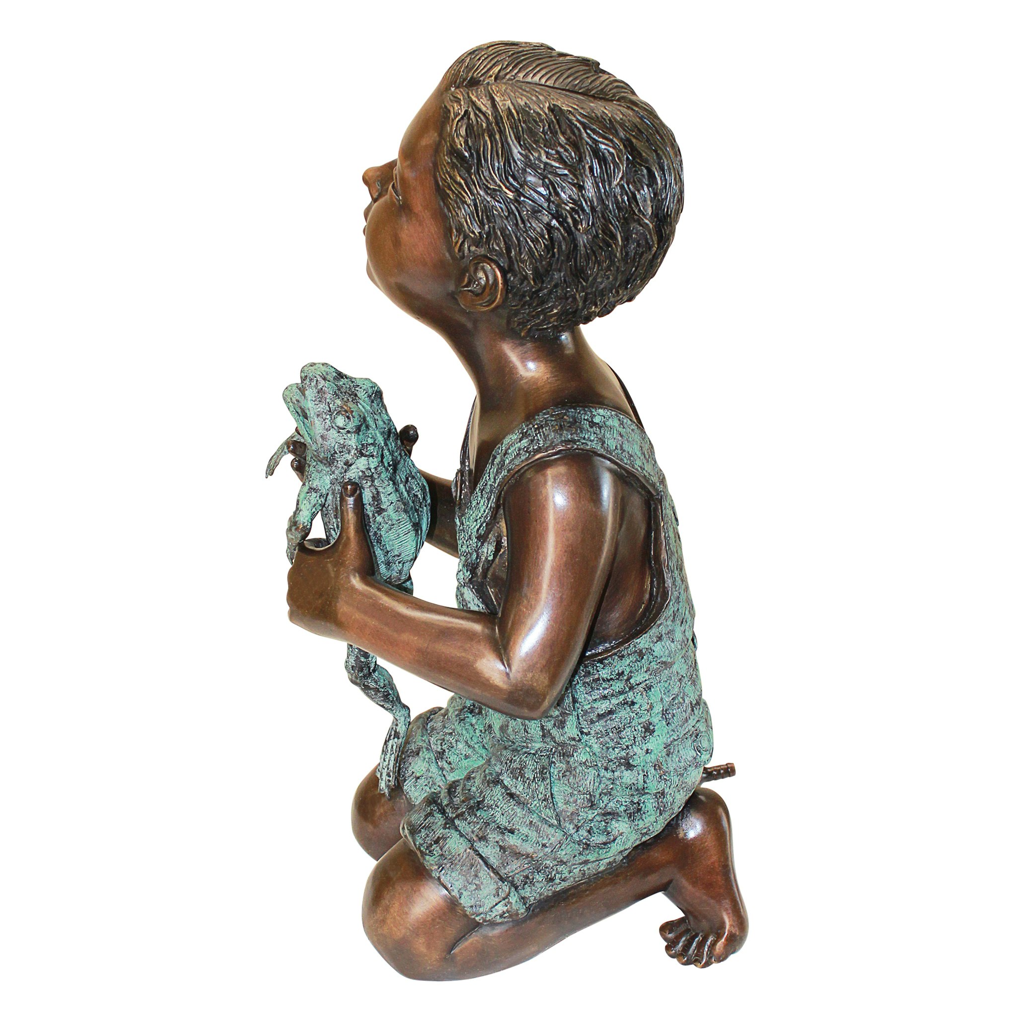 Toscano New FriendBoy with Frog Garden Statue - Piped for Water