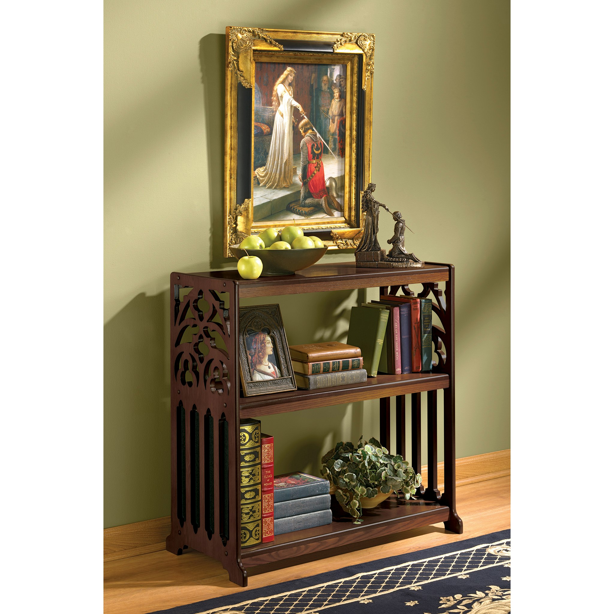 Toscano - Saint Thomas Aquinas Gothic Bookshelf in Cherry, Wood