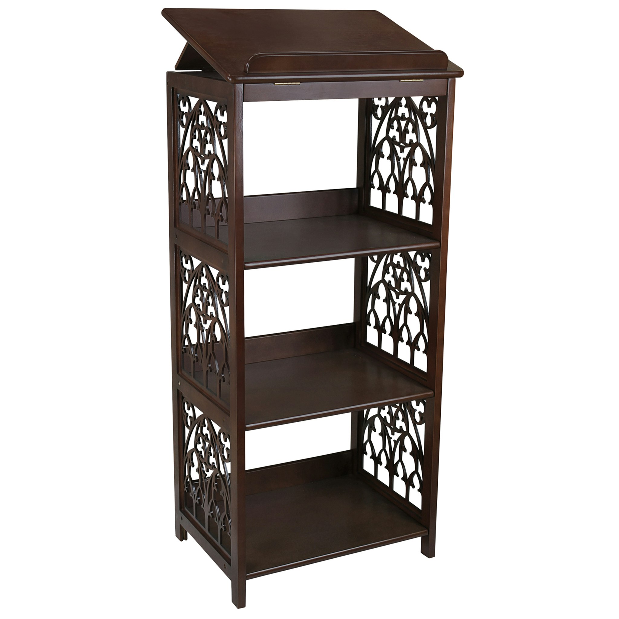 Toscano - Saint Thomas Aquinas Gothic Bookcase in Walnut, Wood