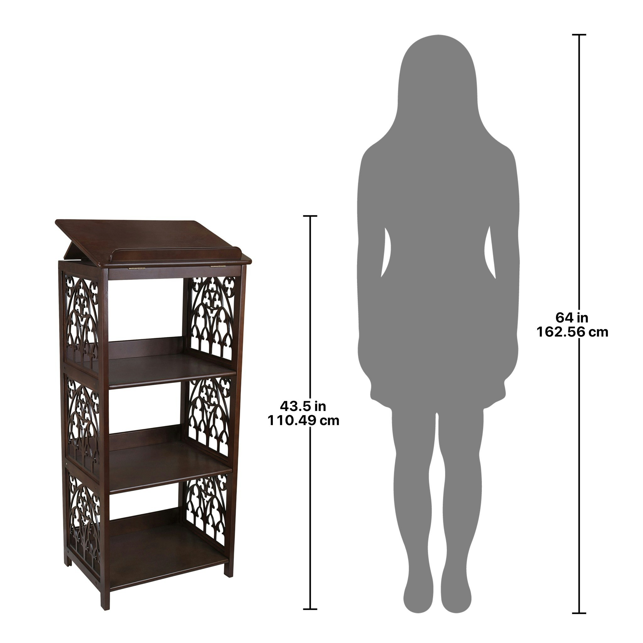 Toscano - Saint Thomas Aquinas Gothic Bookcase in Walnut, Wood