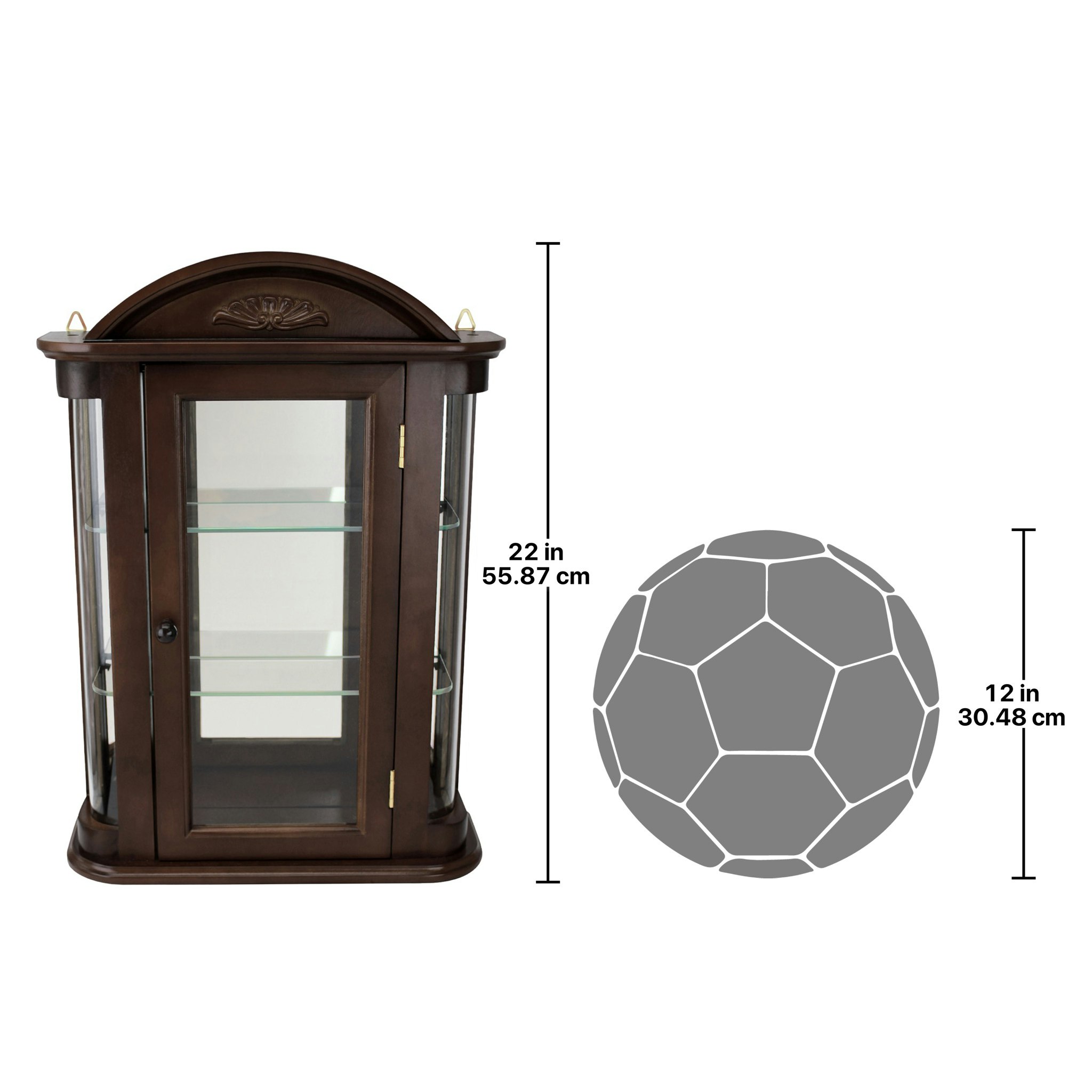 Toscano Rosedale Hardwood Wall Curio Cabinet - Walnut