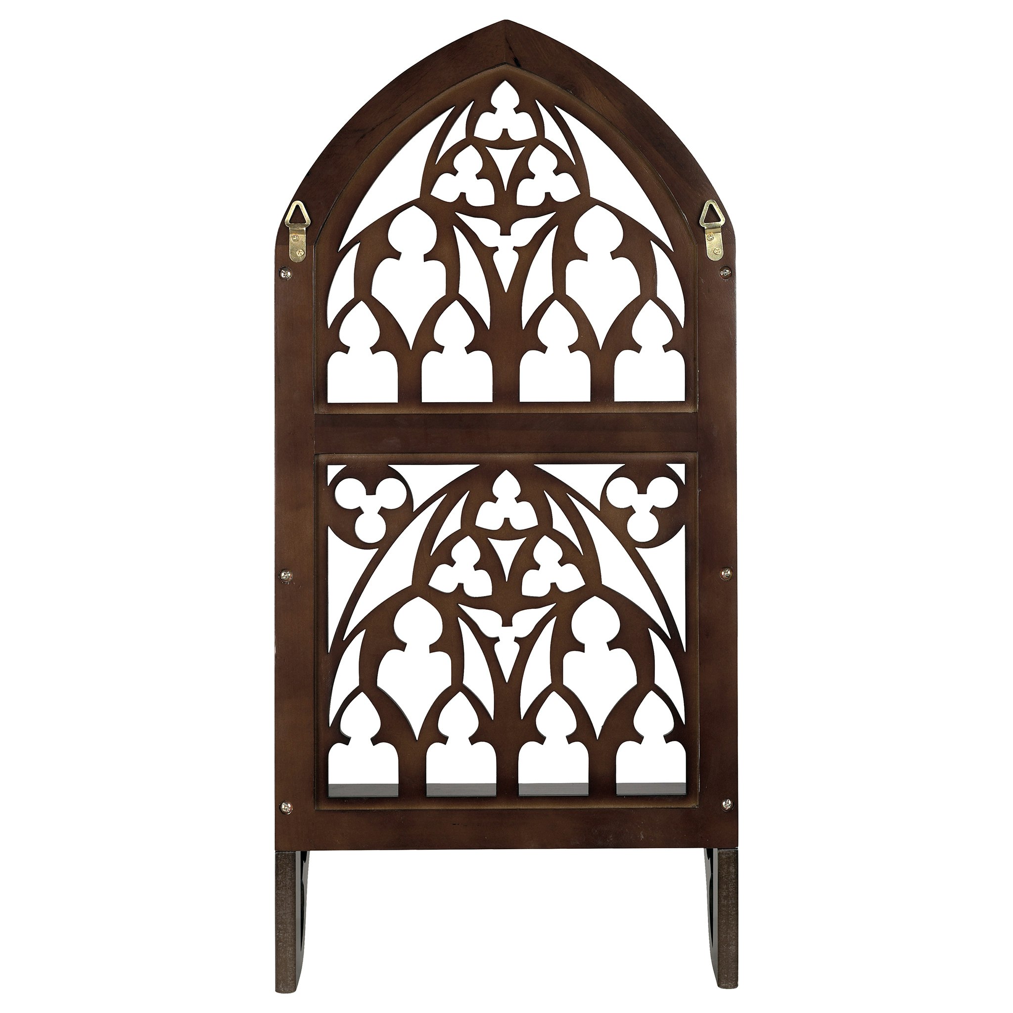 Toscano - Saint Thomas Aquinas Gothic Wall Shelf in Cherry, Hardwood