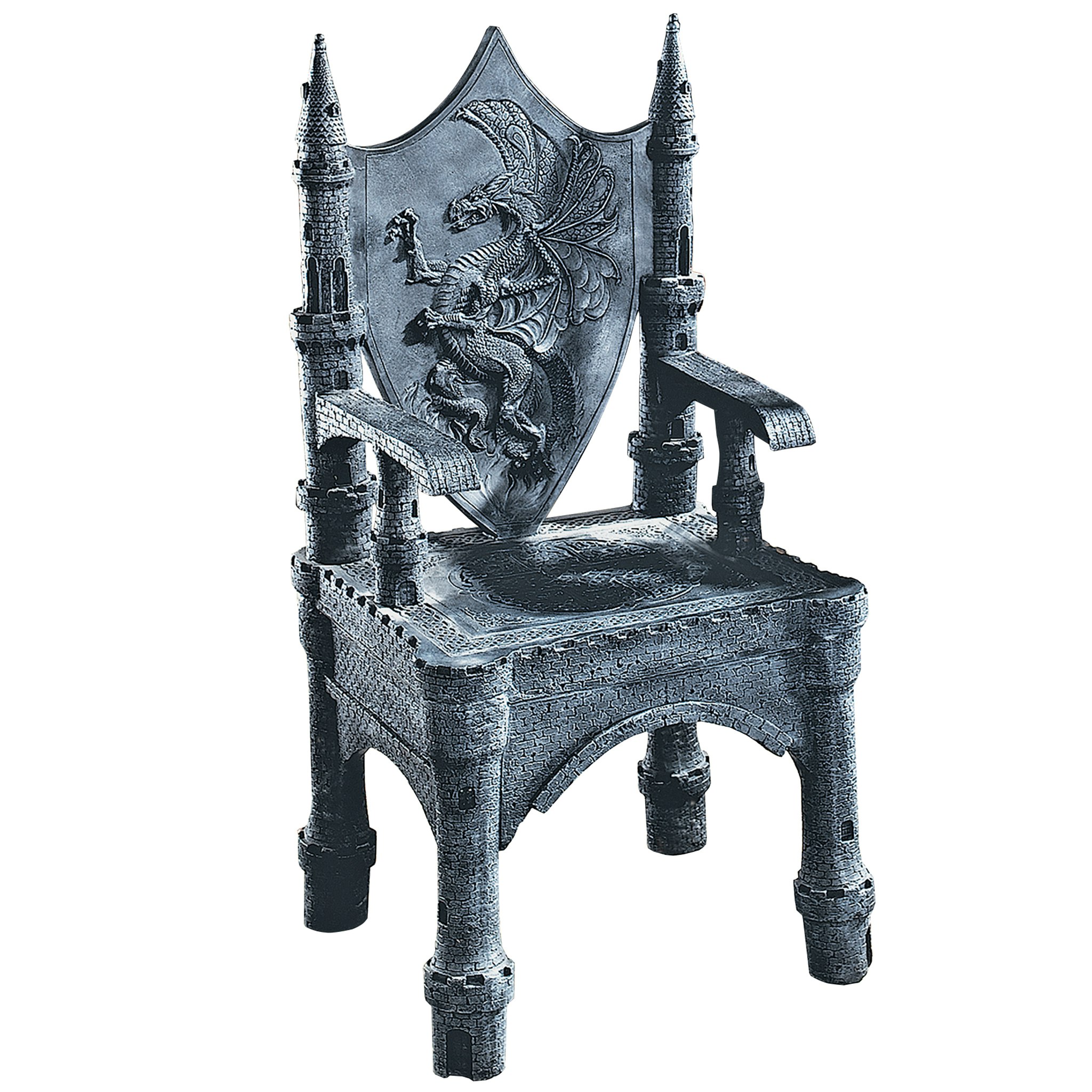 Toscano™ The Dragon of Upminster Castle Throne Chair - Graystone, Designer Resin