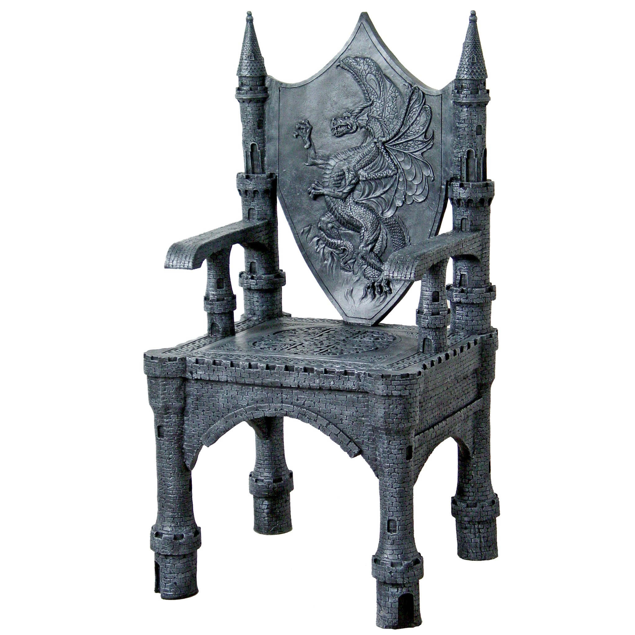 Toscano™ The Dragon of Upminster Castle Throne Chair - Graystone, Designer Resin