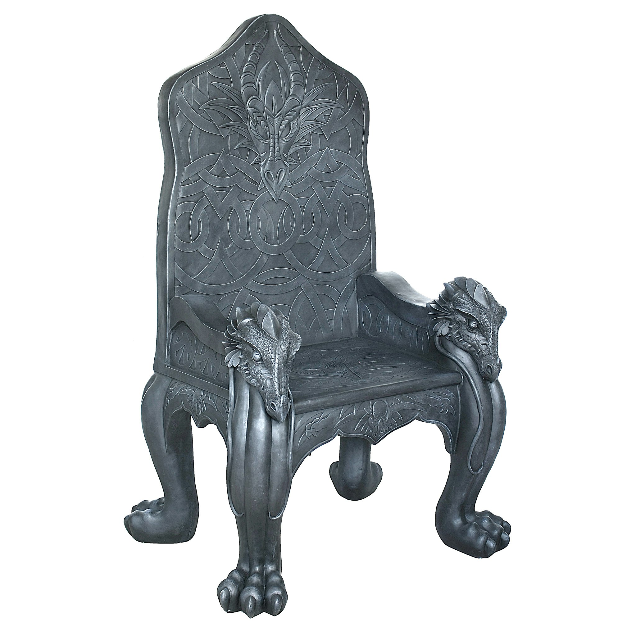 Toscano - Celtic Dragon Throne Chair in Greystone, Designer Resin