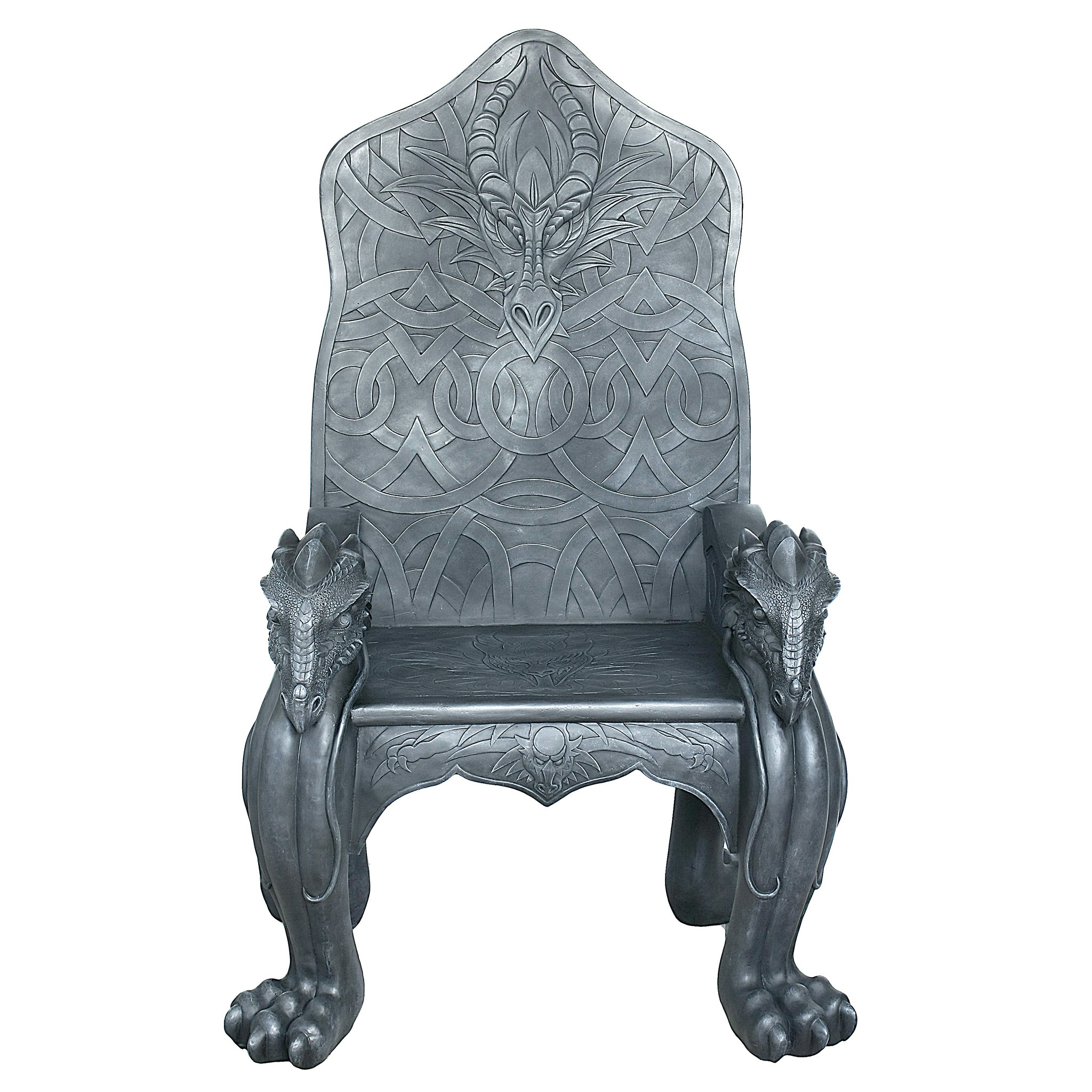 Toscano - Celtic Dragon Throne Chair in Greystone, Designer Resin