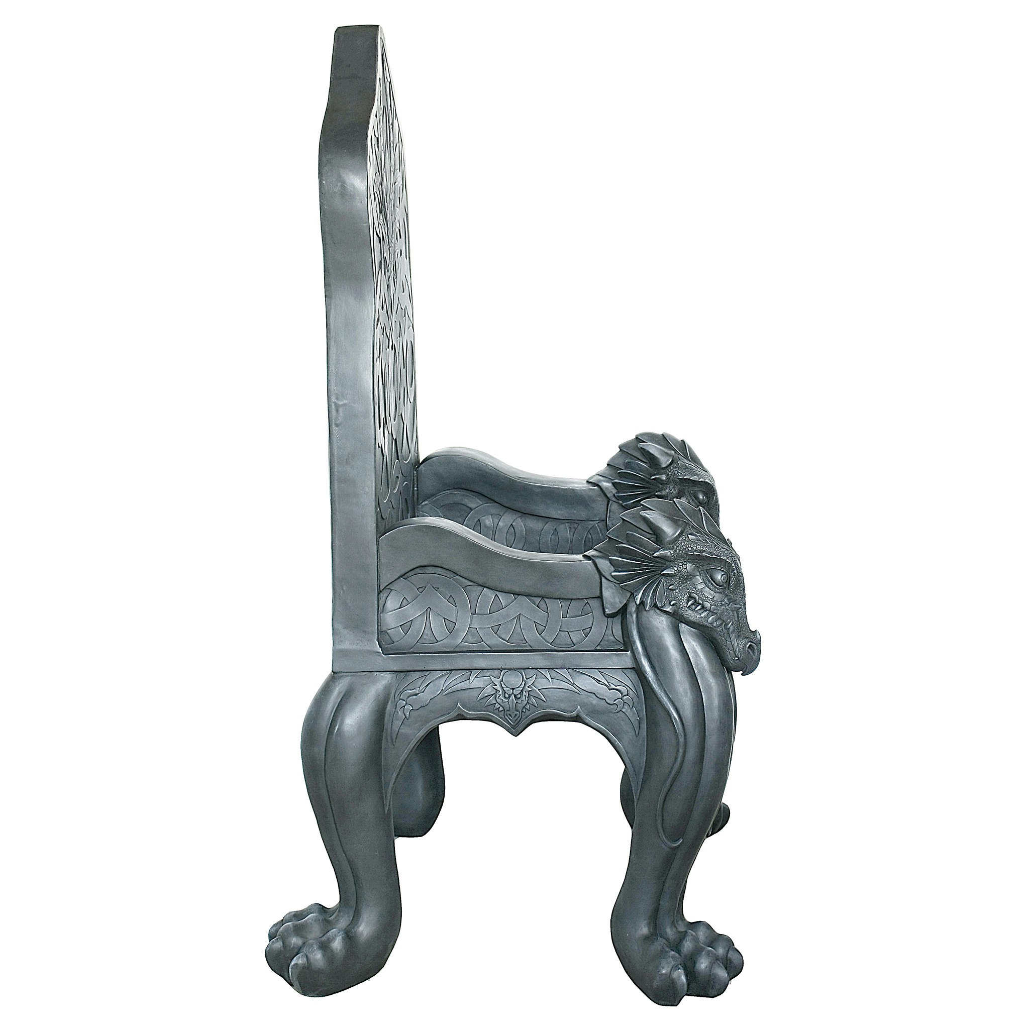 Toscano - Celtic Dragon Throne Chair in Greystone, Designer Resin