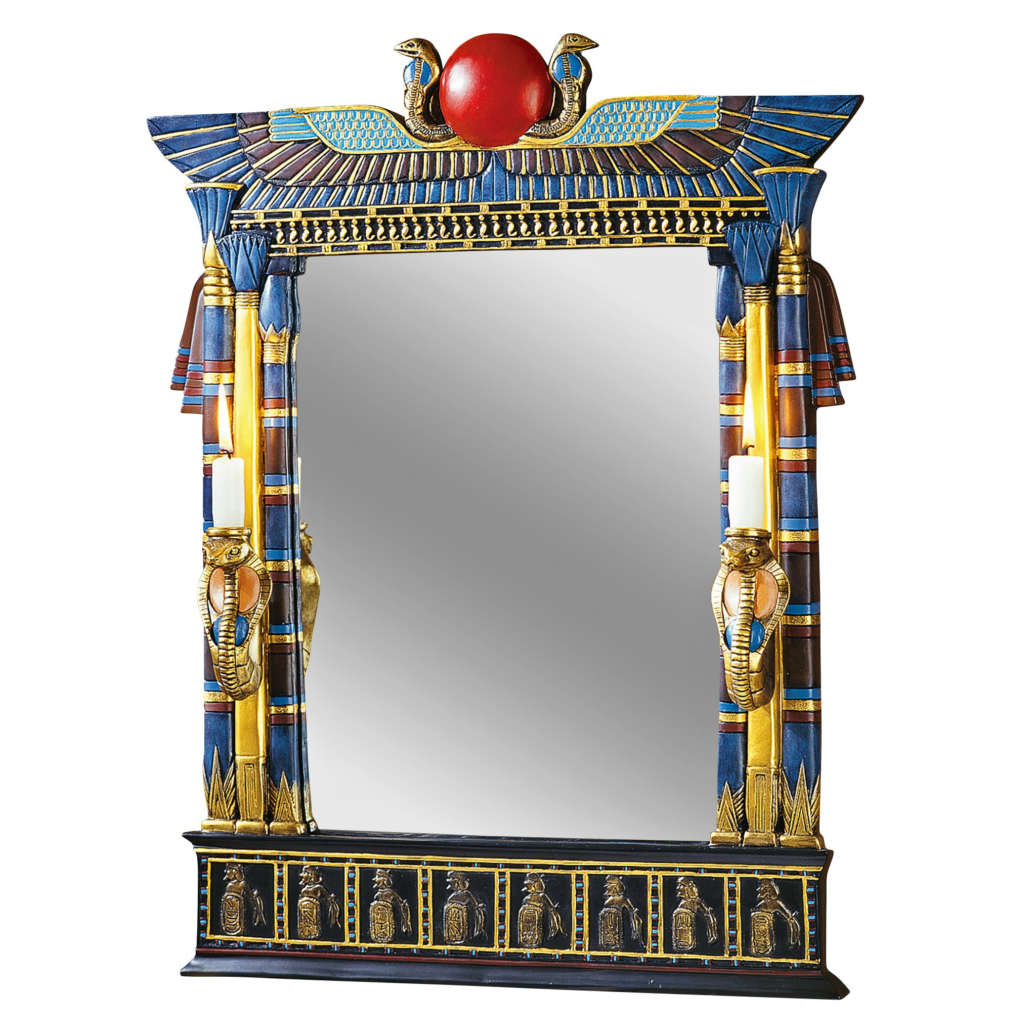 Toscano - Wadjet Egyptian Wall Mirror with Cobra Sconces