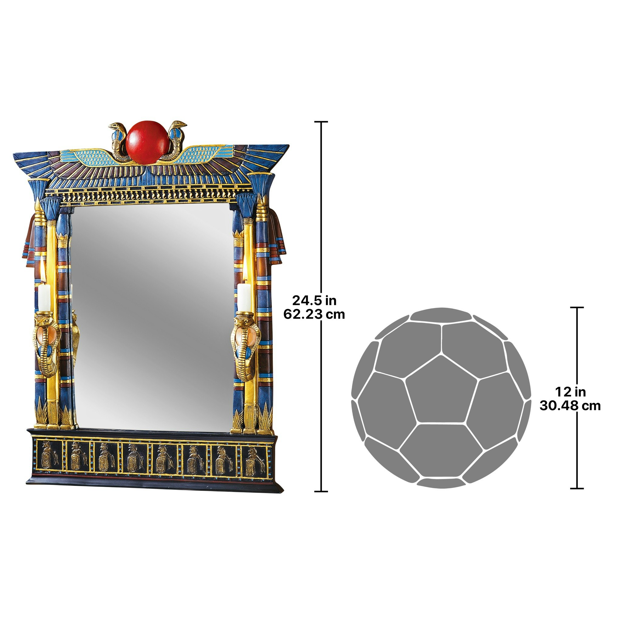 Toscano - Wadjet Egyptian Wall Mirror with Cobra Sconces