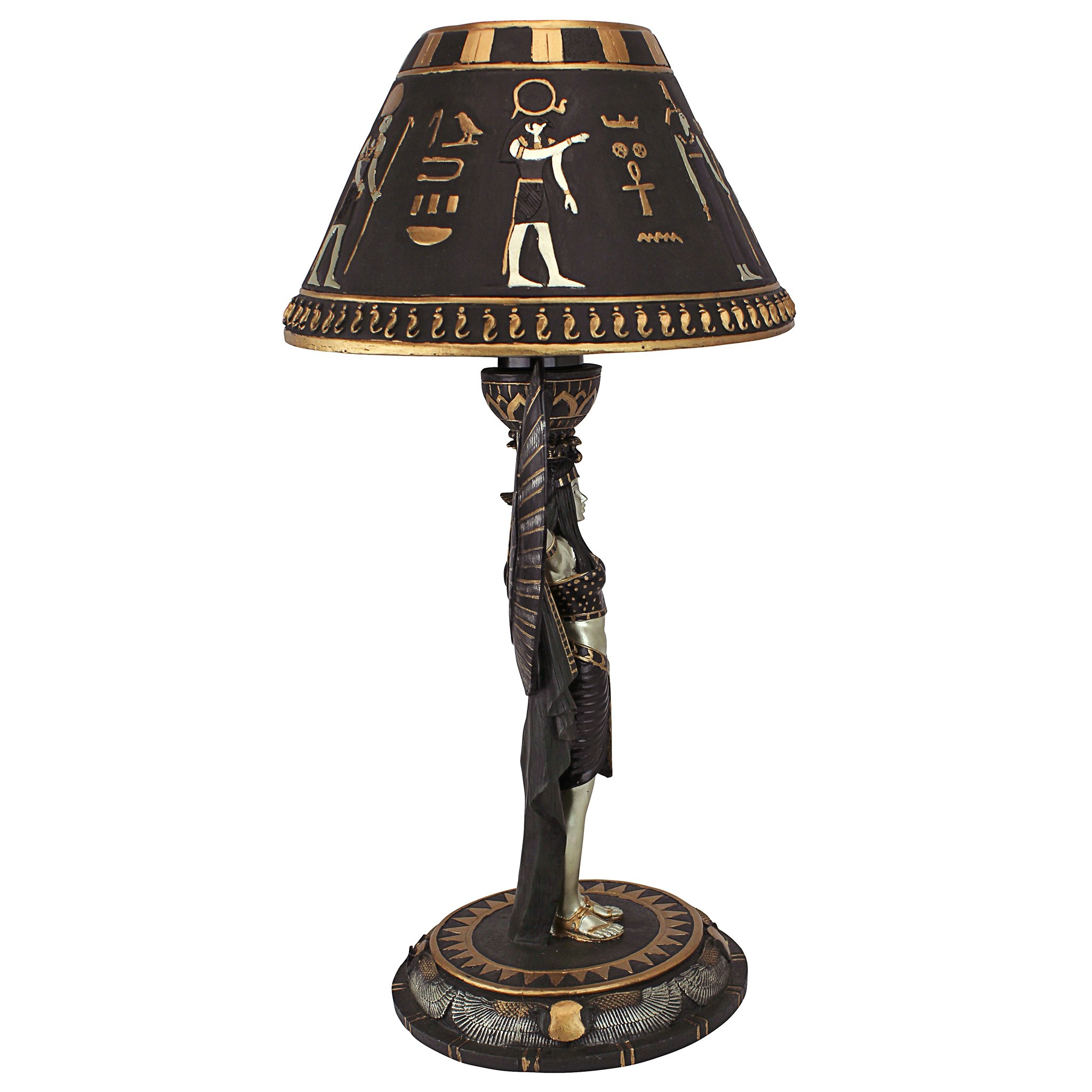 Toscano - Isis Egyptian Goddess Sculptural Table Lamp in Black/Gold, Designer Resin