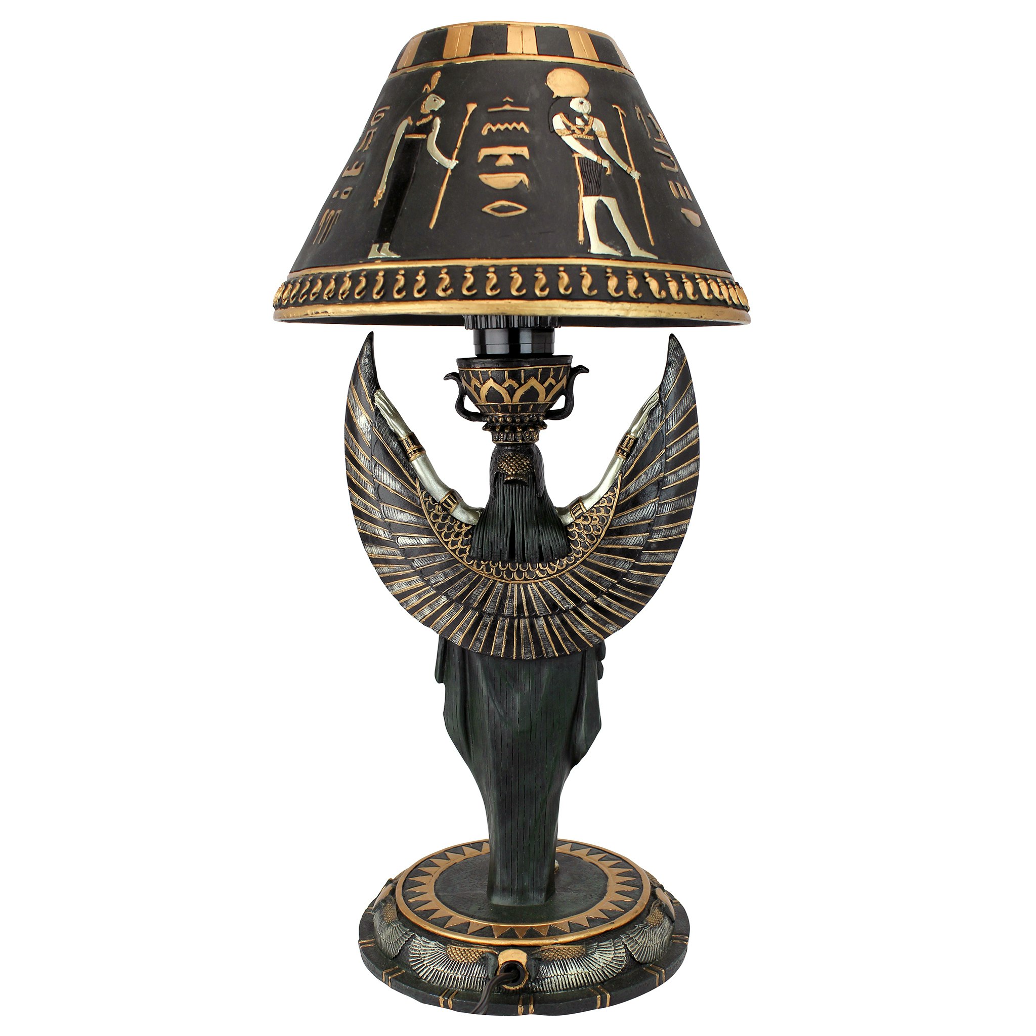 Toscano - Isis Egyptian Goddess Sculptural Table Lamp in Black/Gold, Designer Resin