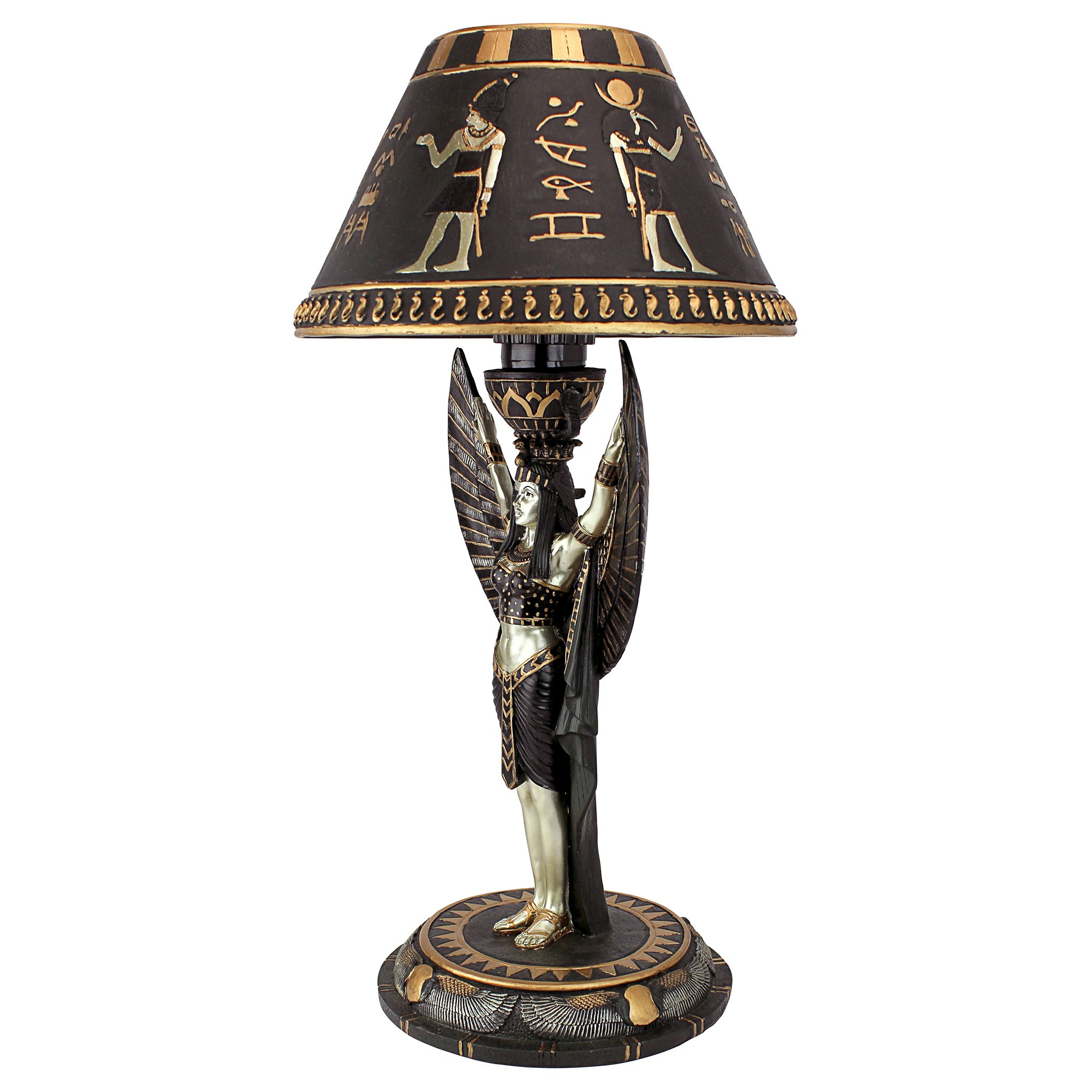 Toscano - Isis Egyptian Goddess Sculptural Table Lamp in Black/Gold, Designer Resin