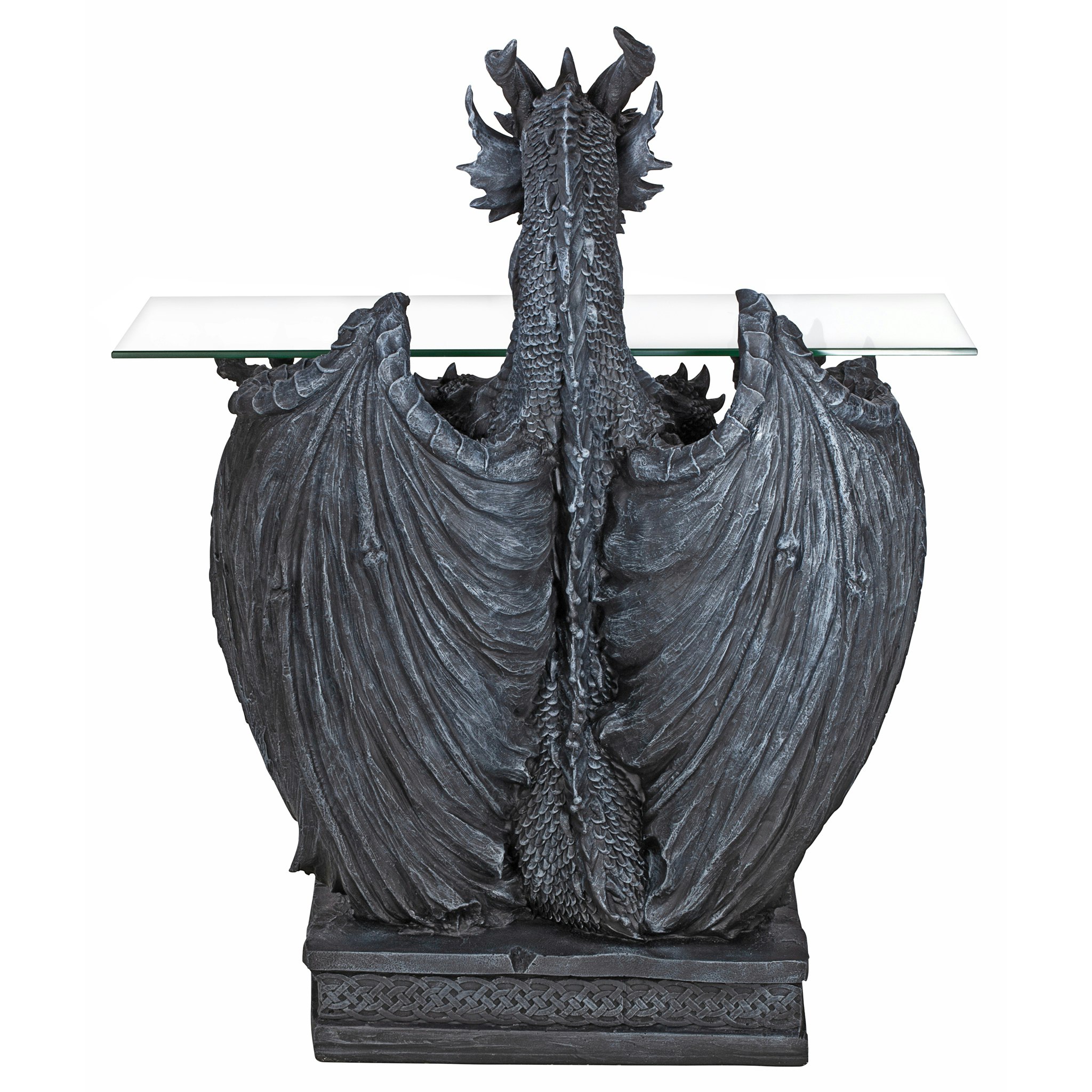 Toscano - The Subservient Dragon Sculptural Table in Greystone, Designer Resin