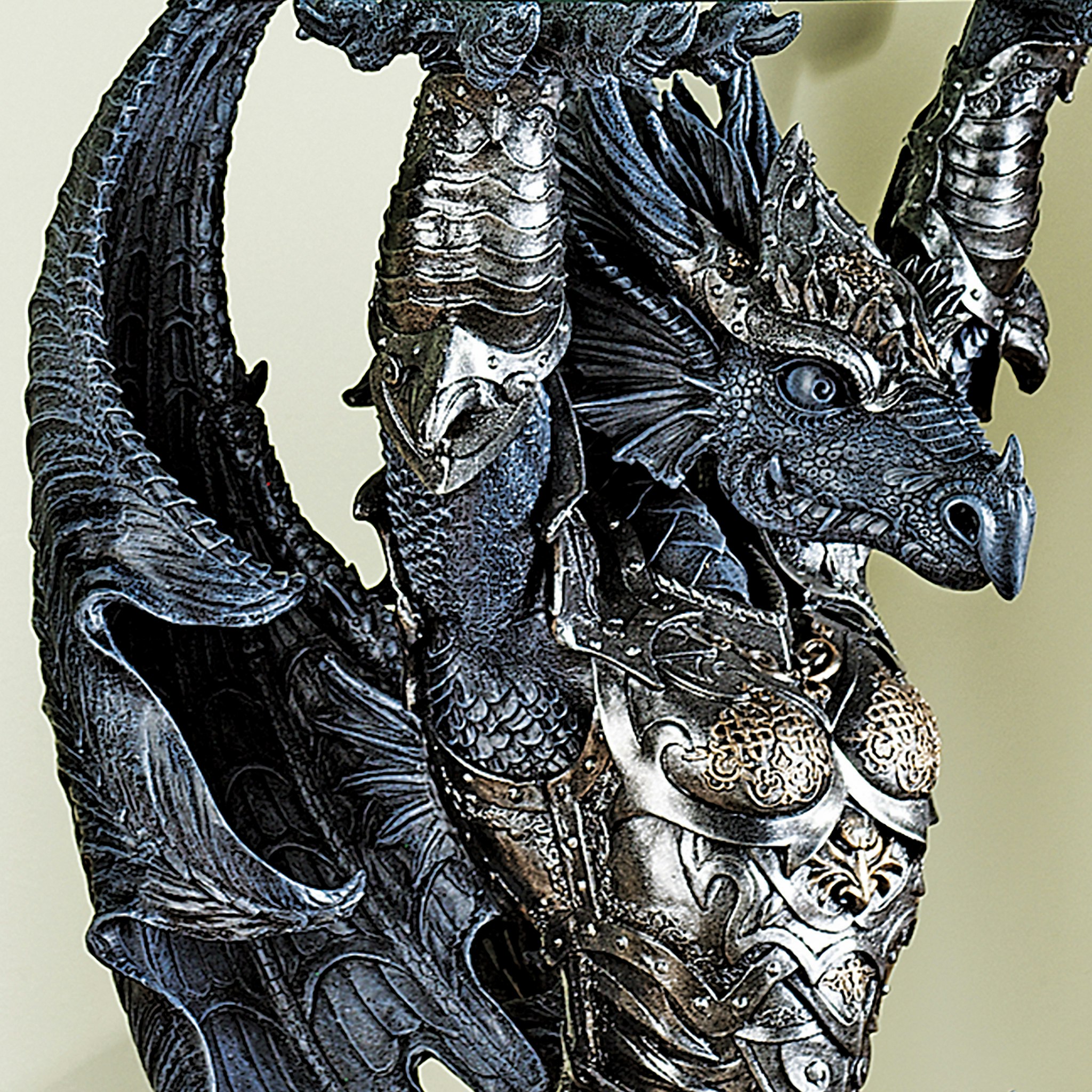 Toscano - Hastings the Gothic Warrior Dragon Sculptural Table in Graystone, Designer Resin