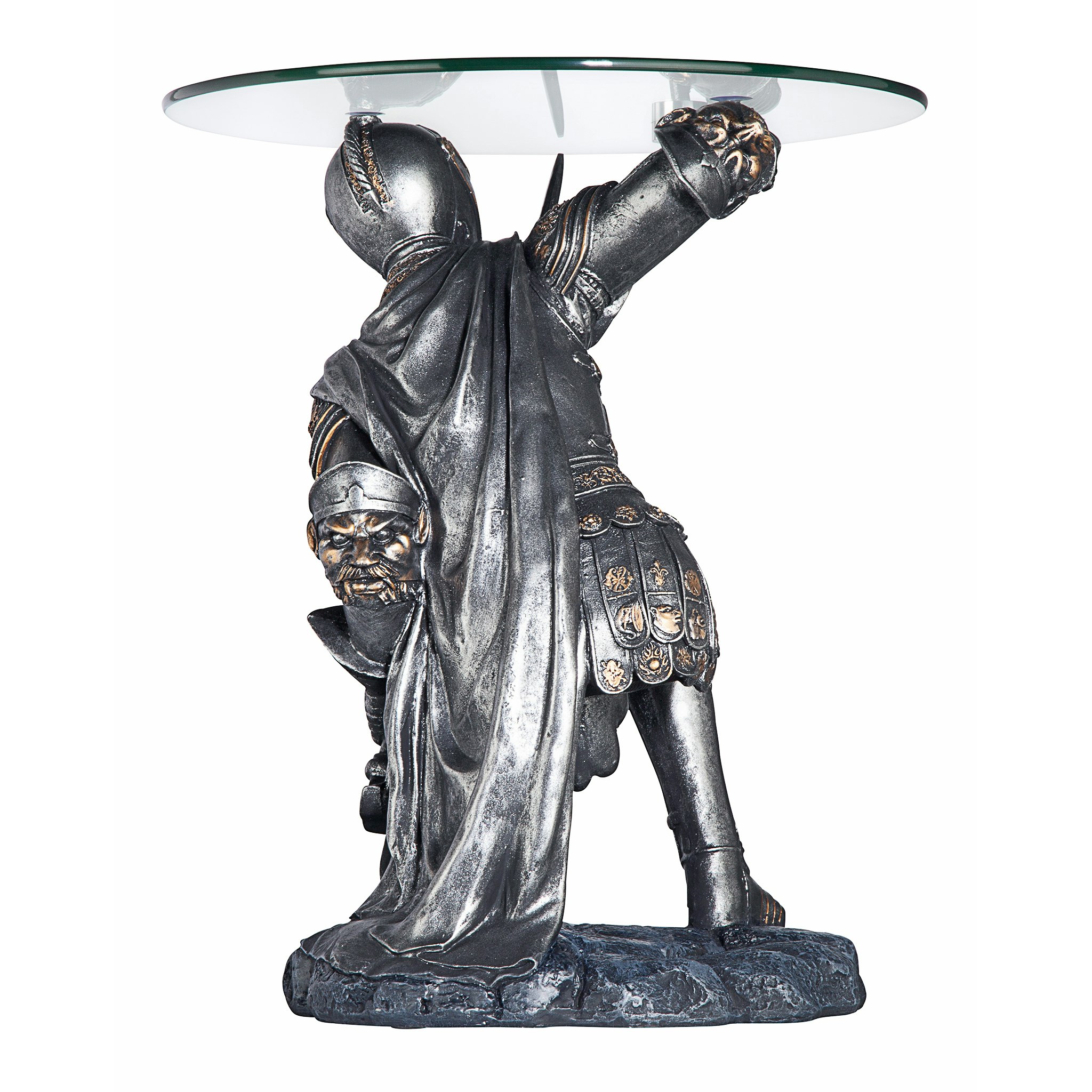 Toscano - Battle-Worthy Gothic Knight Sculptural Table in Pewter, Designer Resin