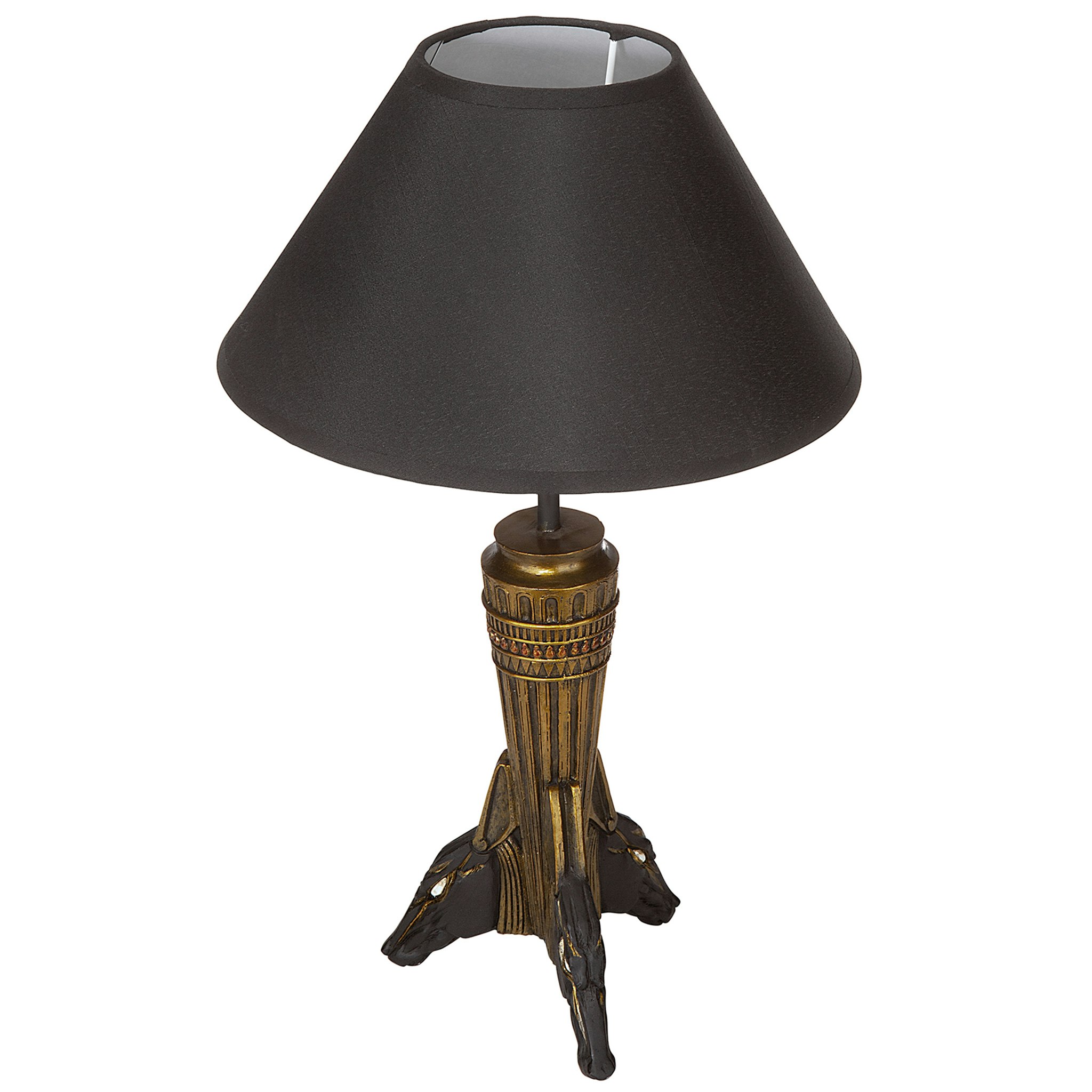 Toscano - Three Head of Anubis Sculptural Table Lamp in Black/Gold, Designer Resin