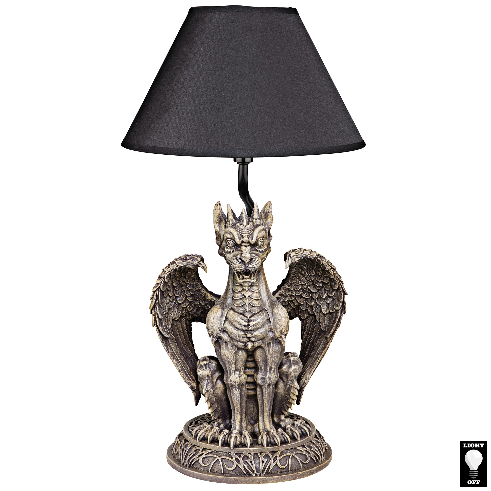 Toscano - Boden the Gothic Gargoyle Sculptural Table Lamp in Gothic Stone, Designer Resin