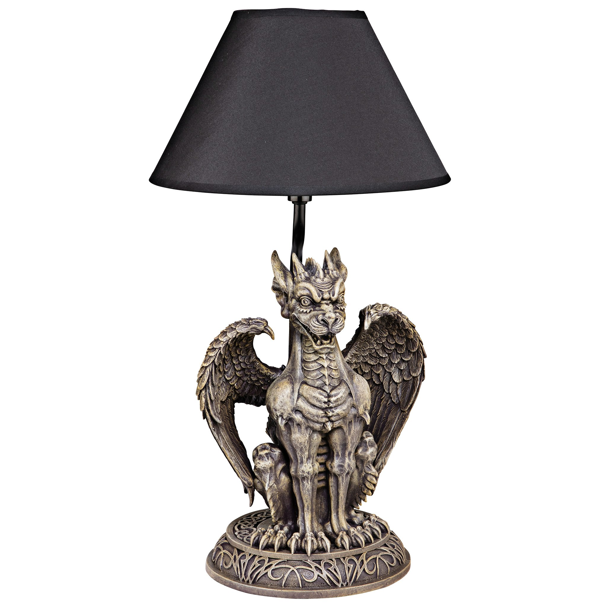 Toscano - Boden the Gothic Gargoyle Sculptural Table Lamp in Gothic Stone, Designer Resin