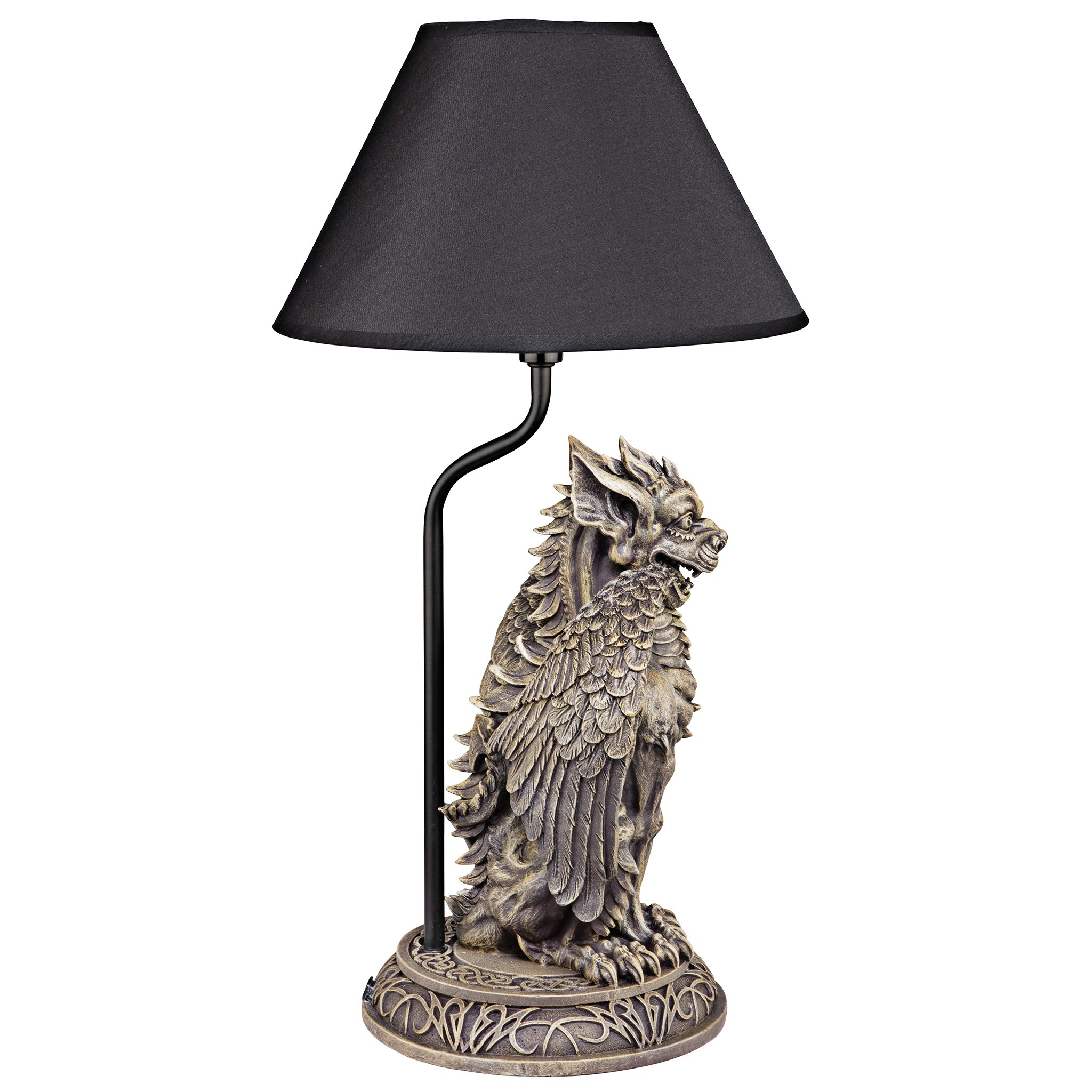 Toscano - Boden the Gothic Gargoyle Sculptural Table Lamp in Gothic Stone, Designer Resin