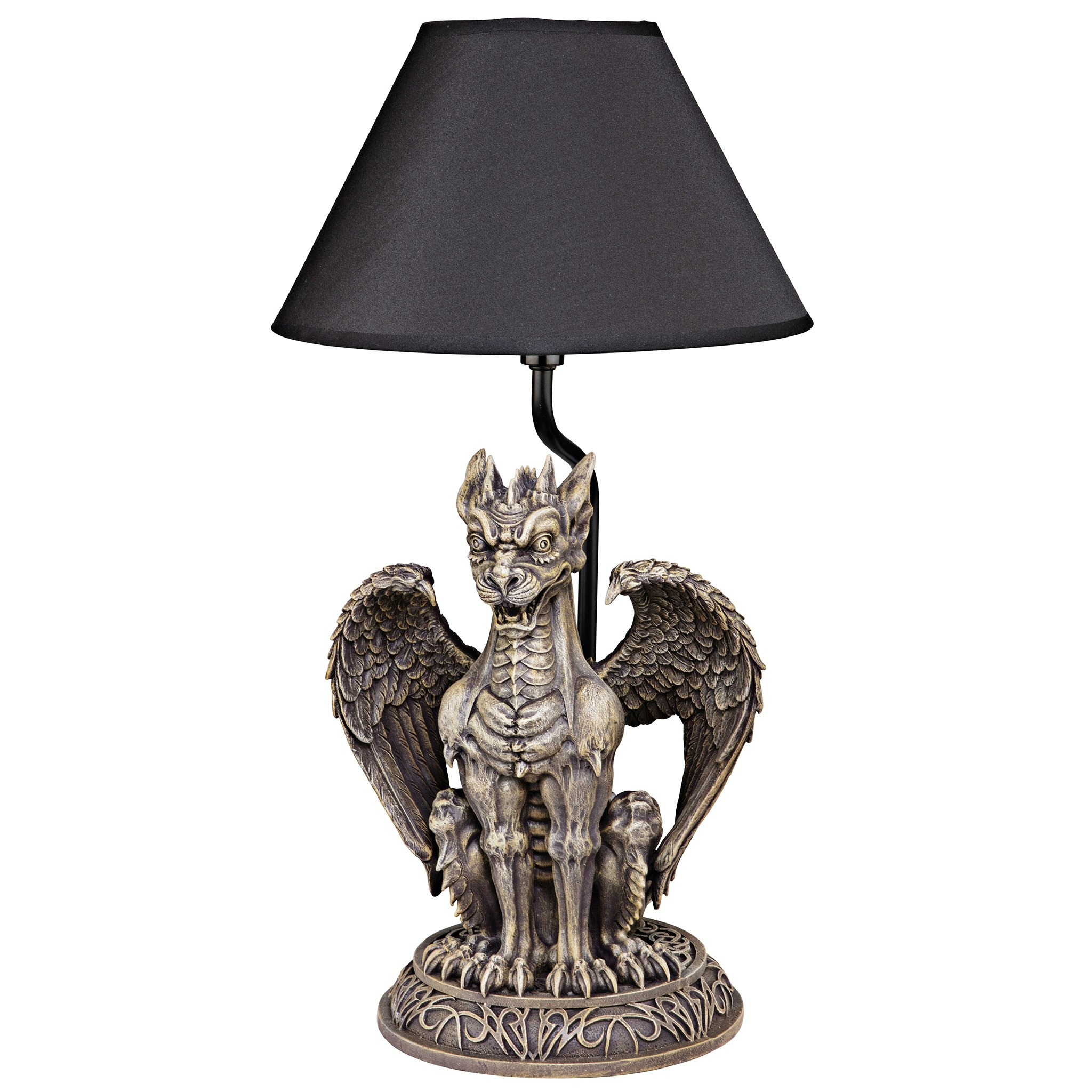 Toscano - Boden the Gothic Gargoyle Sculptural Table Lamp in Gothic Stone, Designer Resin