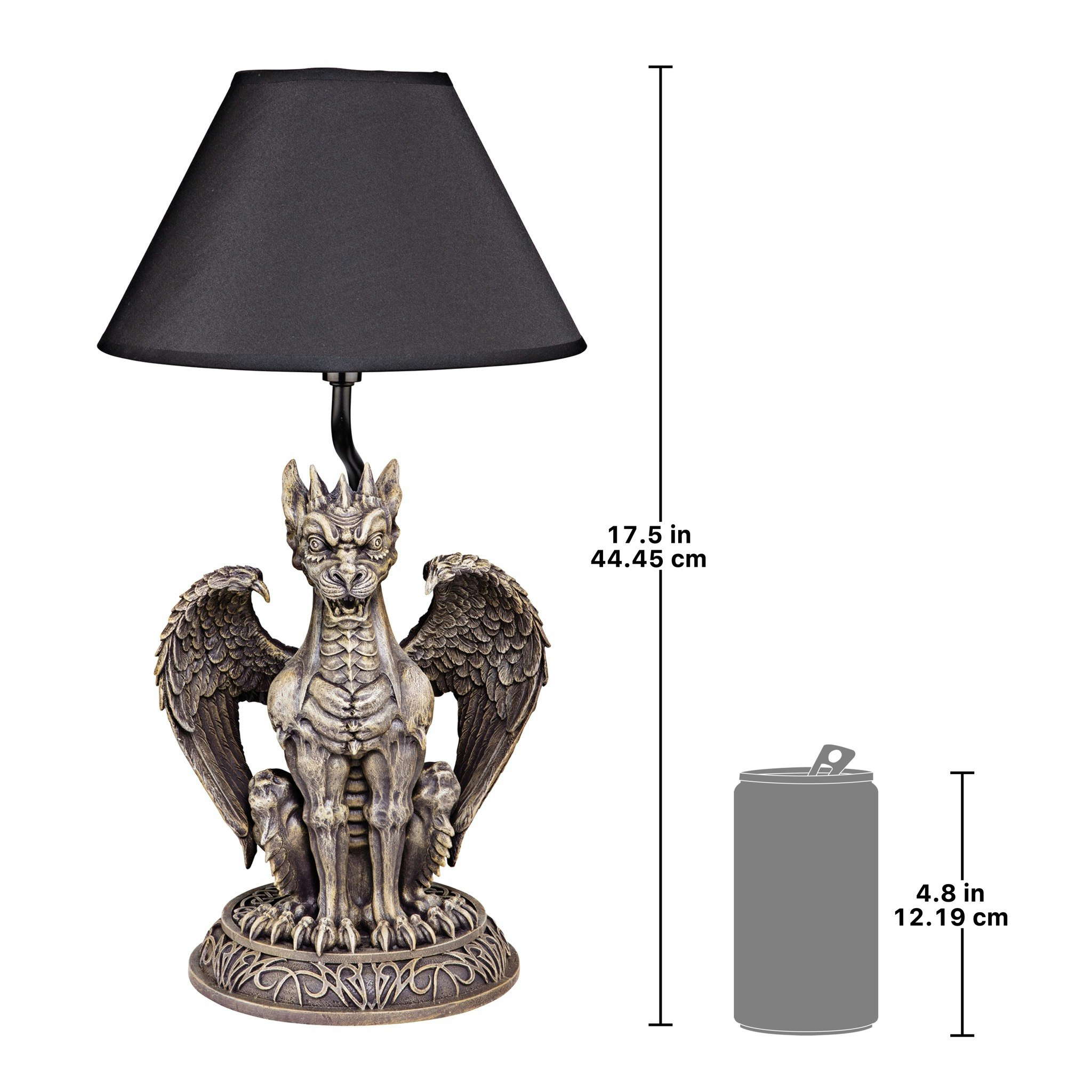 Toscano - Boden the Gothic Gargoyle Sculptural Table Lamp in Gothic Stone, Designer Resin