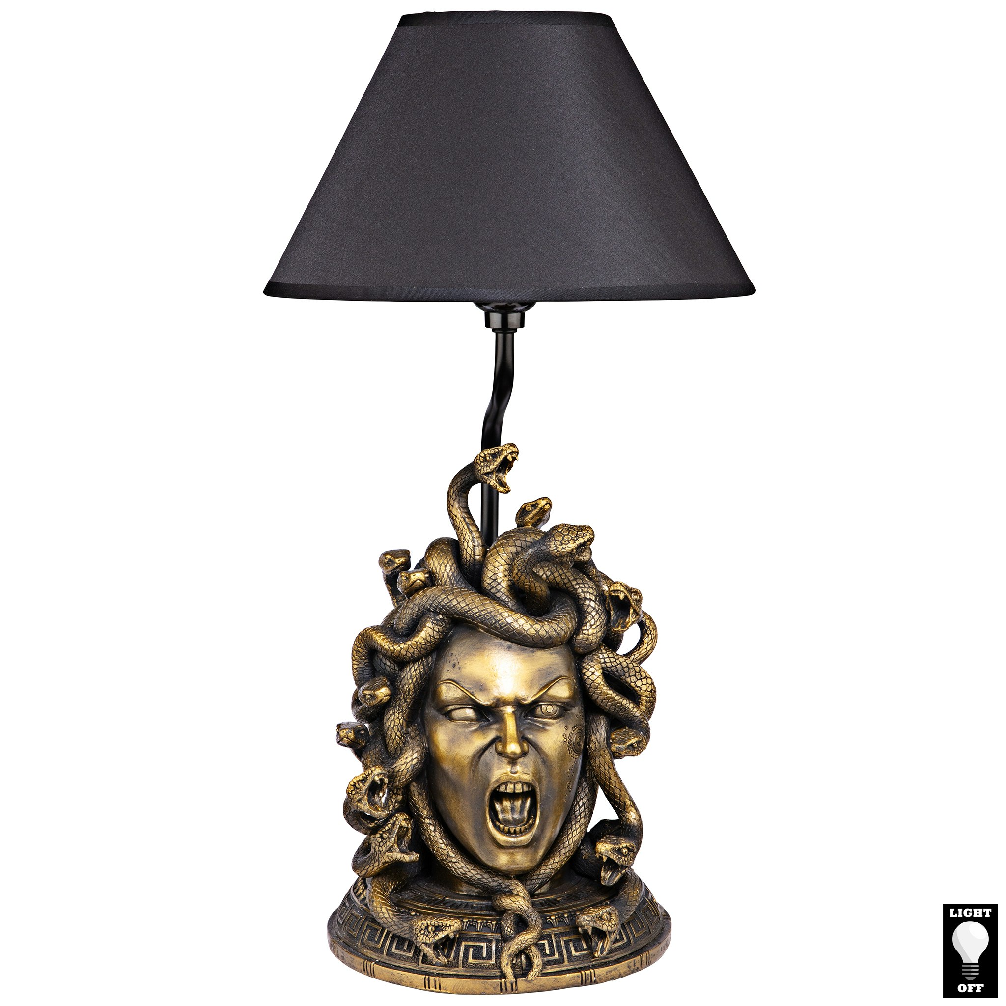 Toscano - Medusa the Greek Snake-Haired Gorgon Sculptural Table Lamp in Gold, Designer Resin