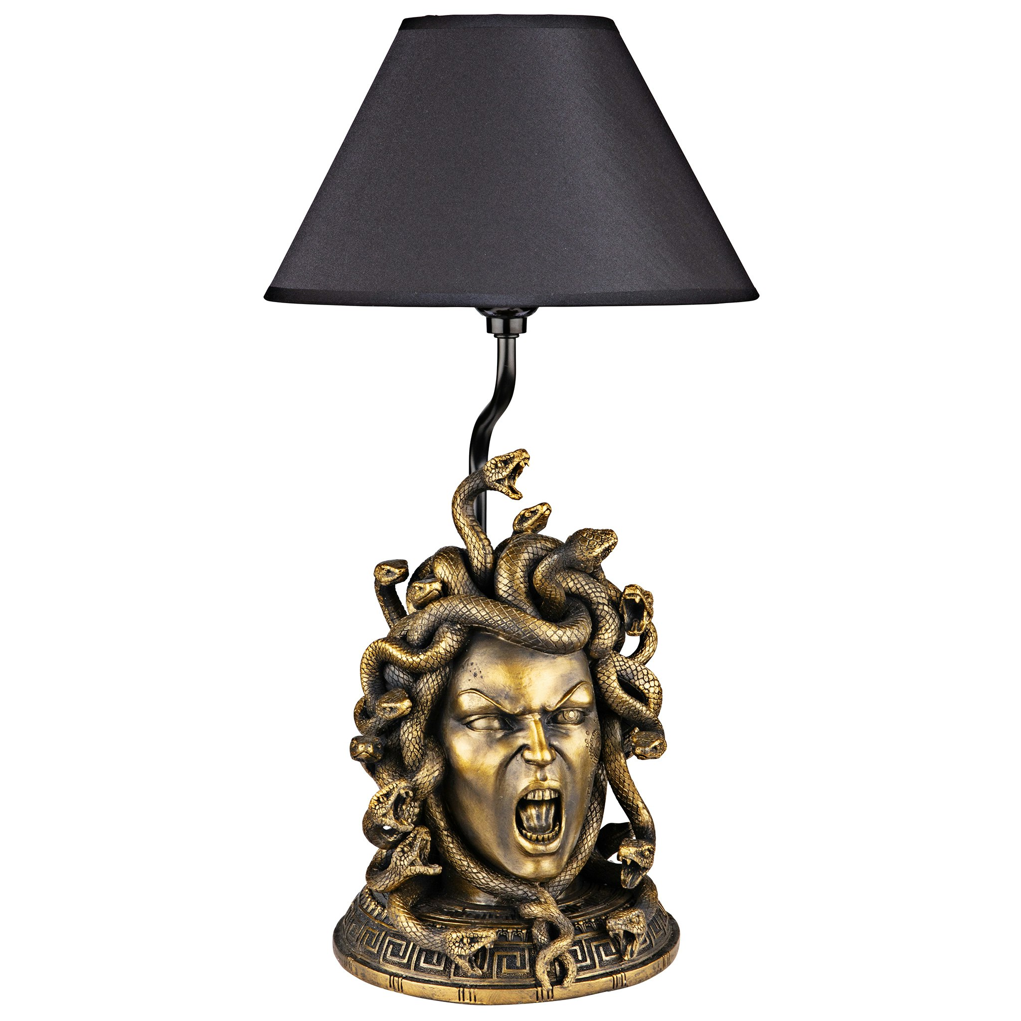 Toscano - Medusa the Greek Snake-Haired Gorgon Sculptural Table Lamp in Gold, Designer Resin