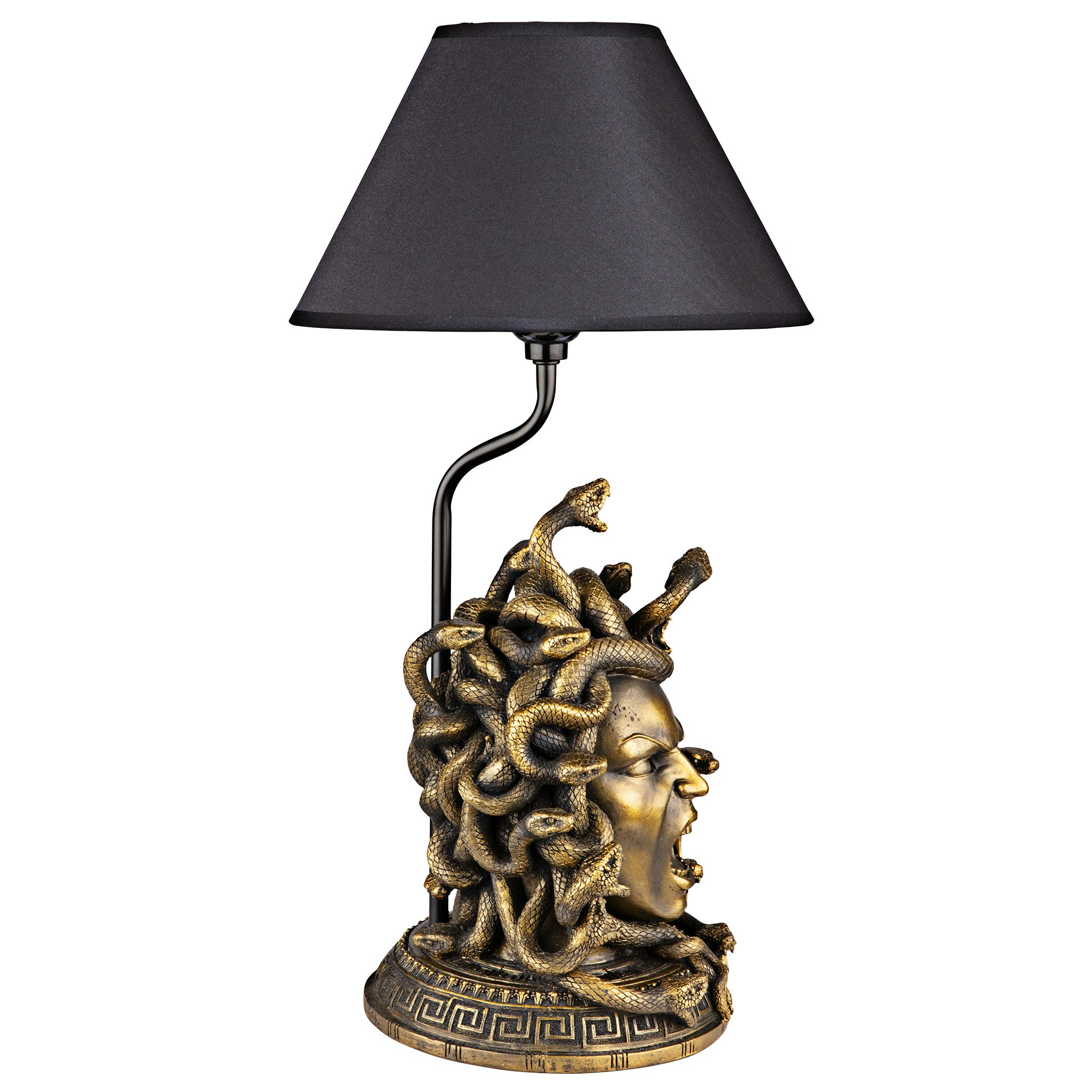 Toscano - Medusa the Greek Snake-Haired Gorgon Sculptural Table Lamp in Gold, Designer Resin