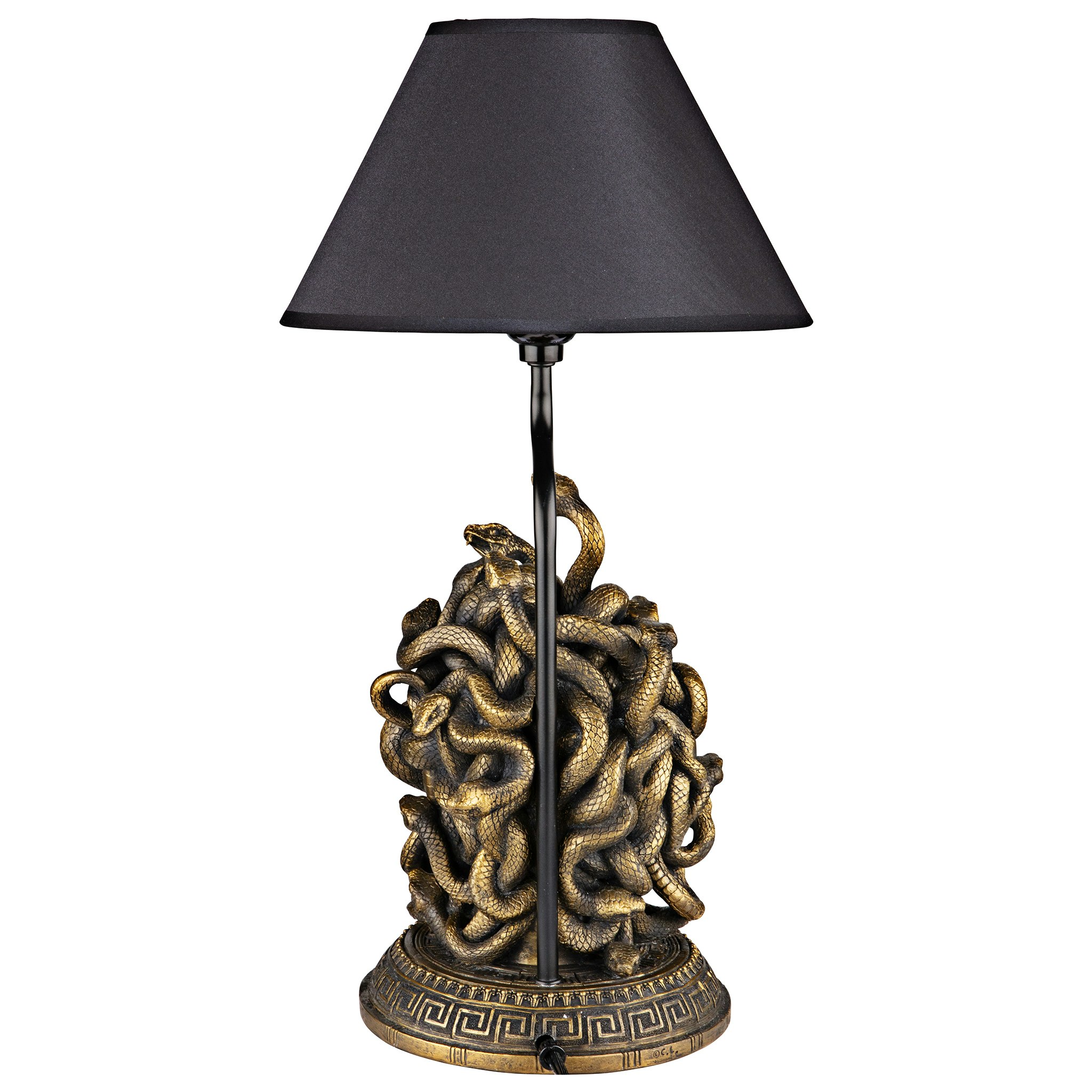 Toscano - Medusa the Greek Snake-Haired Gorgon Sculptural Table Lamp in Gold, Designer Resin